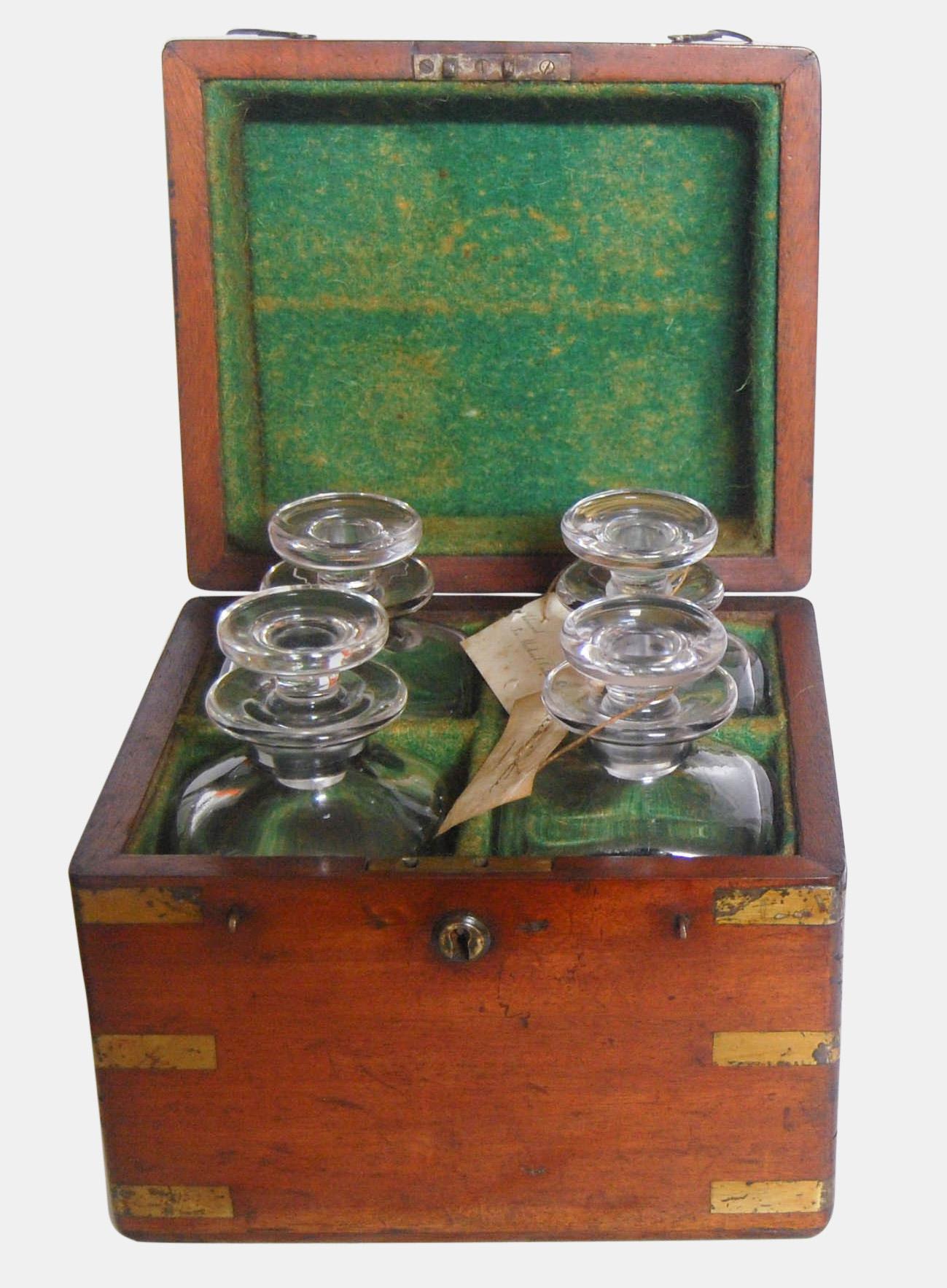 Late Victorian Mahogany & Brass Campaign Decanter Set (1 of 1) Late Victorian Mahogany & Brass Campaign Decanter Set (1 of 1)