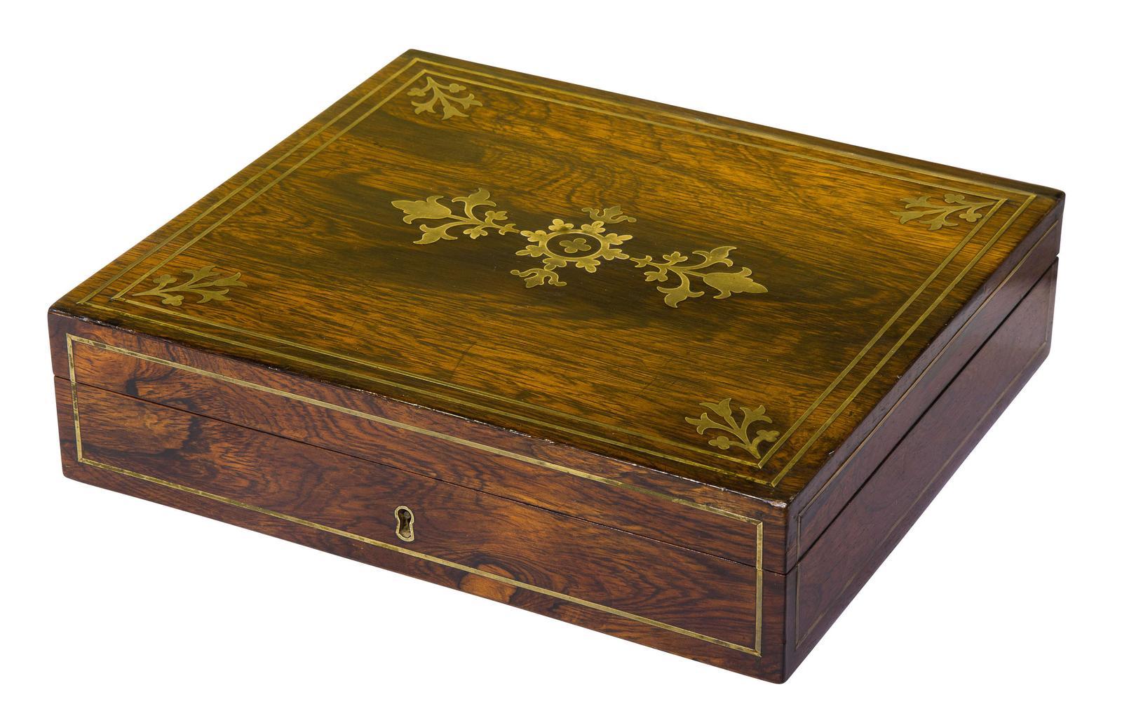 Regency Rosewood & Brass Inlay Gaming Box (1 of 1)