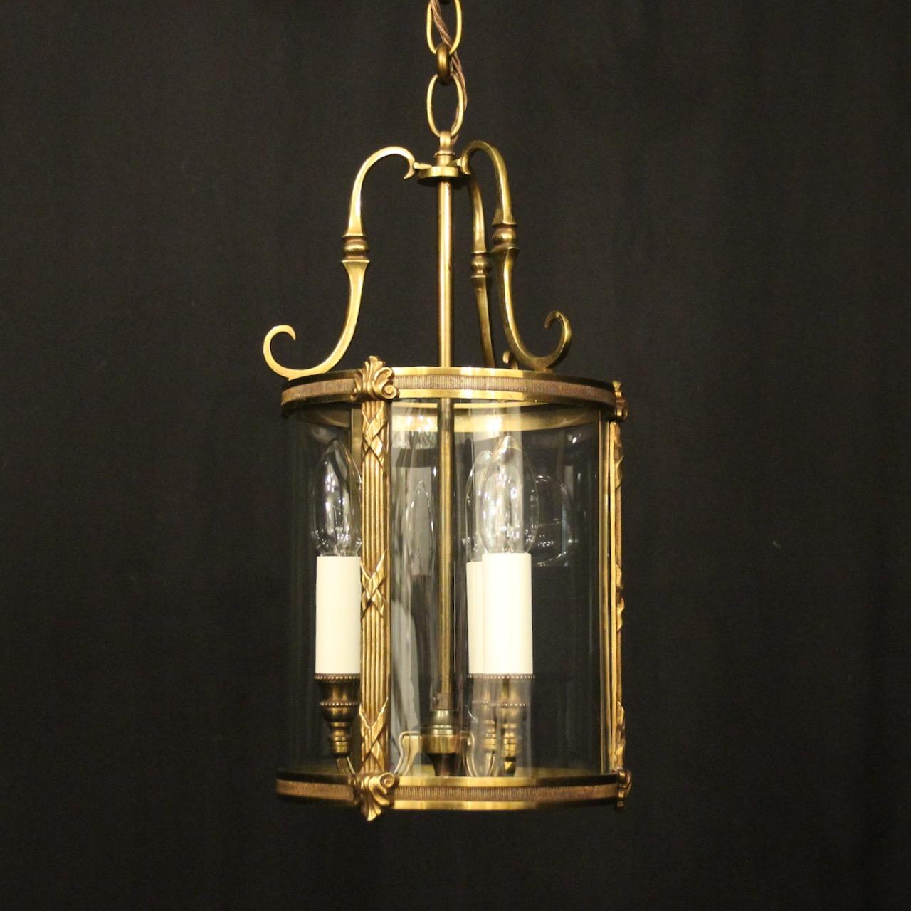 French Gilded Triple Light Convex Hall Lantern (1 of 10) French Gilded Triple Light Convex Hall Lantern (1 of 10)