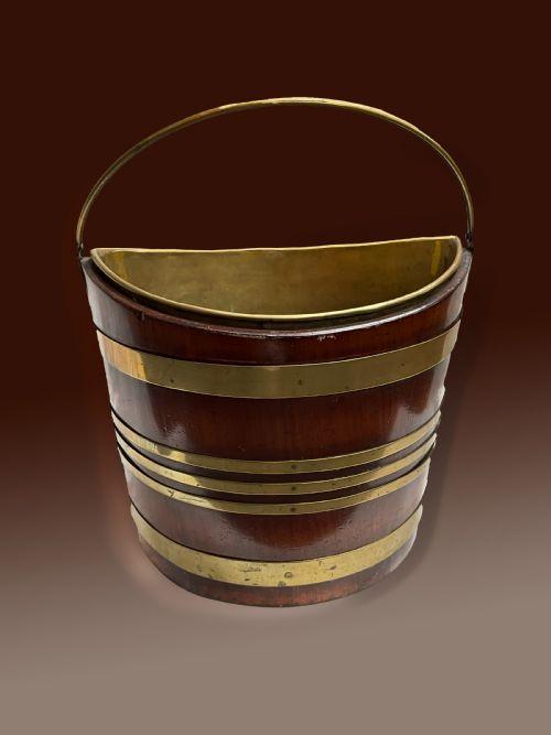 Dutch Early 19th Century Brass Bound Elliptical Shaped Mahogany Bucket (1 of 4)
