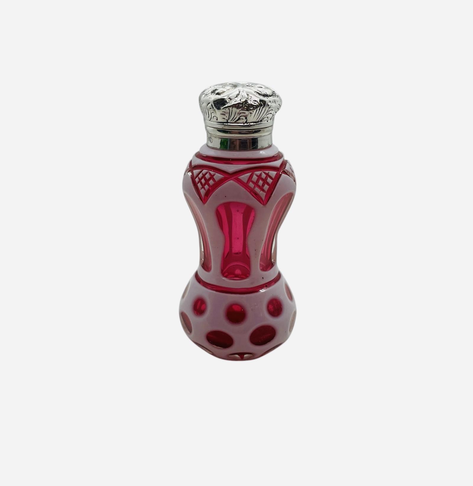 Antique Bohemian Silver Cranberry Double Overlay Perfume (1 of 10) Antique Bohemian Silver Cranberry Double Overlay Perfume (1 of 10)