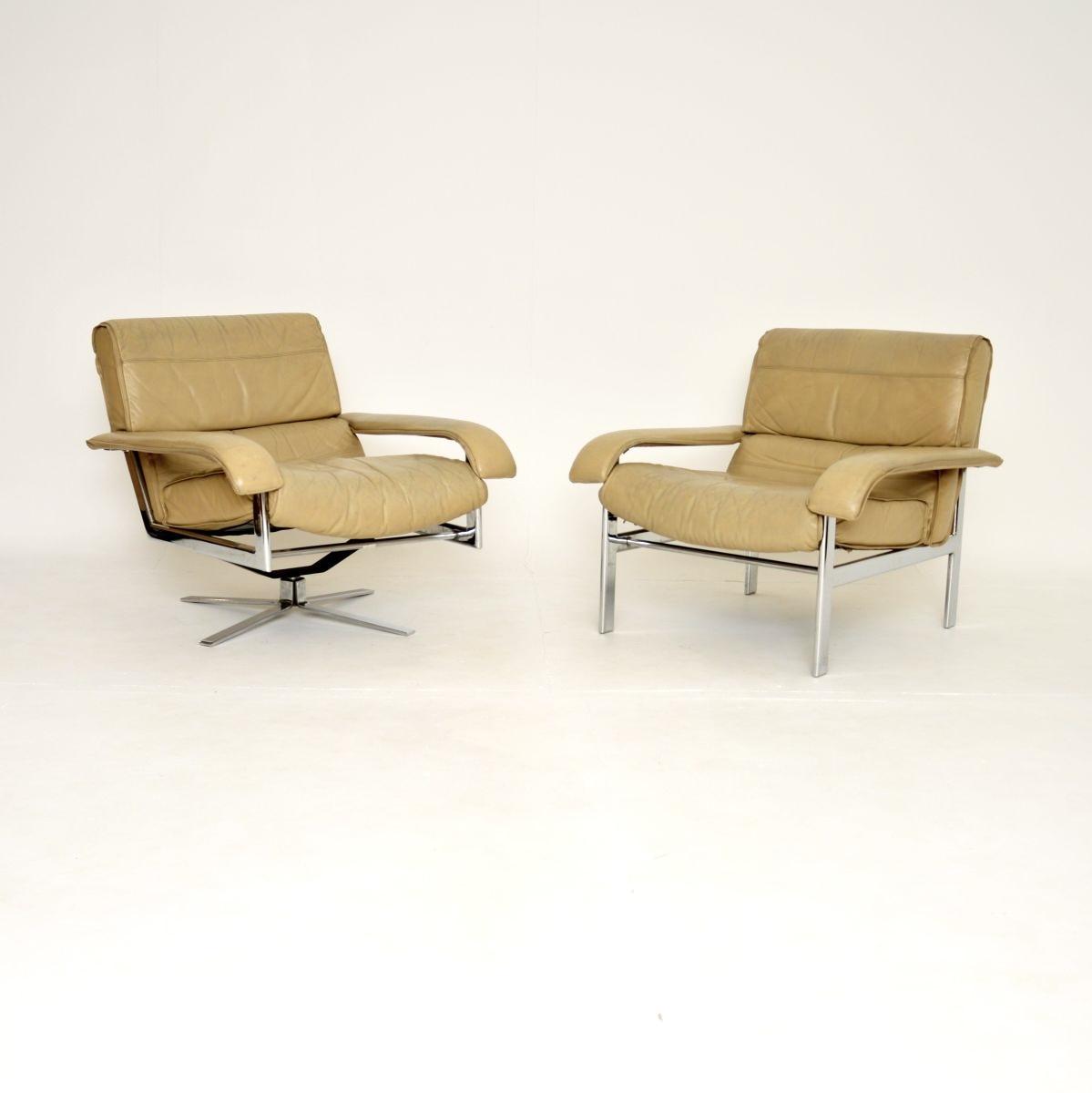 Pair of Vintage Leather & Chrome Armchairs by Pieff (1 of 13)