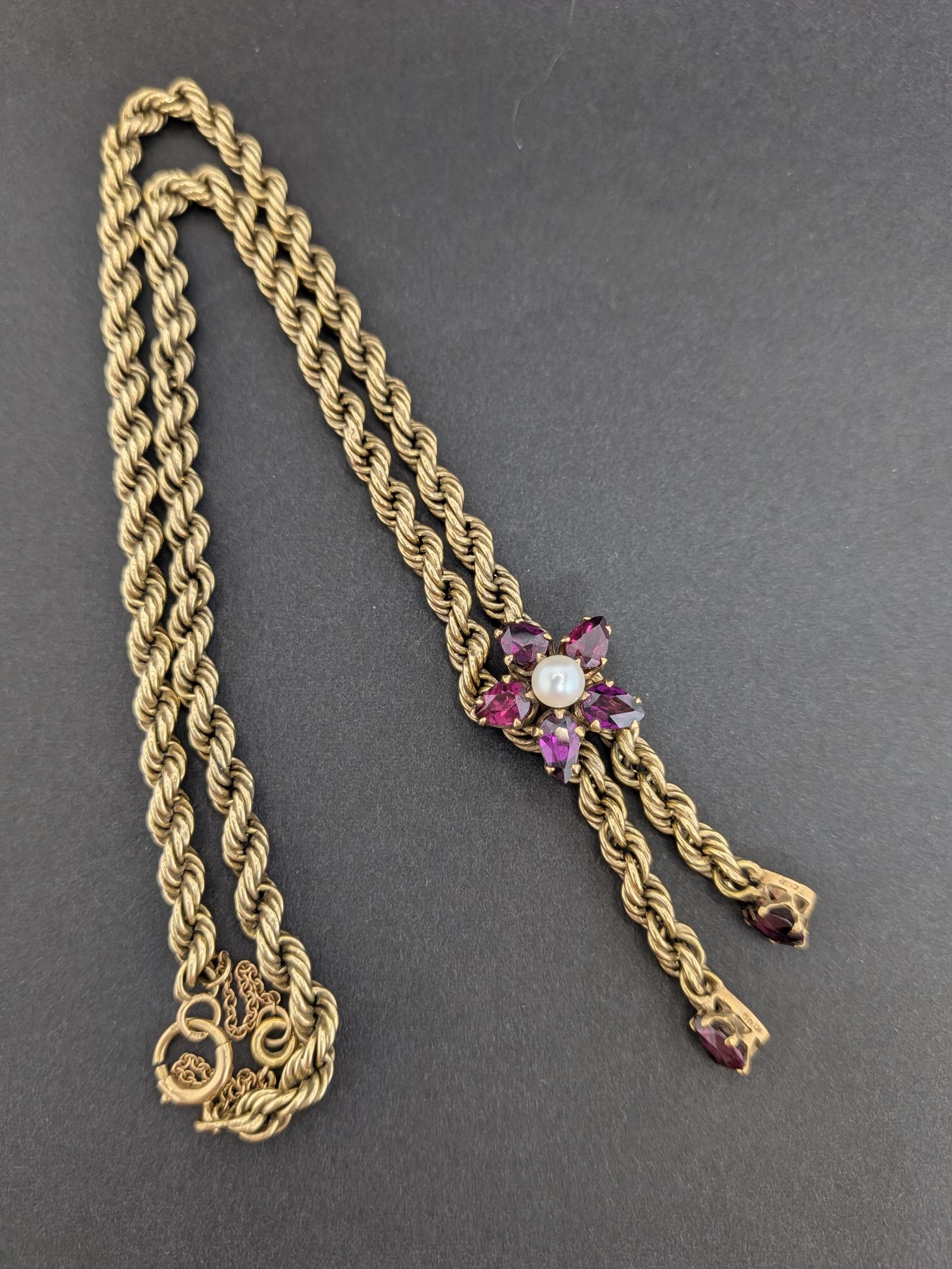 Bespoke 9ct Rope Twist & Garnet Necklace (1 of 7) Bespoke 9ct Rope Twist & Garnet Necklace (1 of 7)