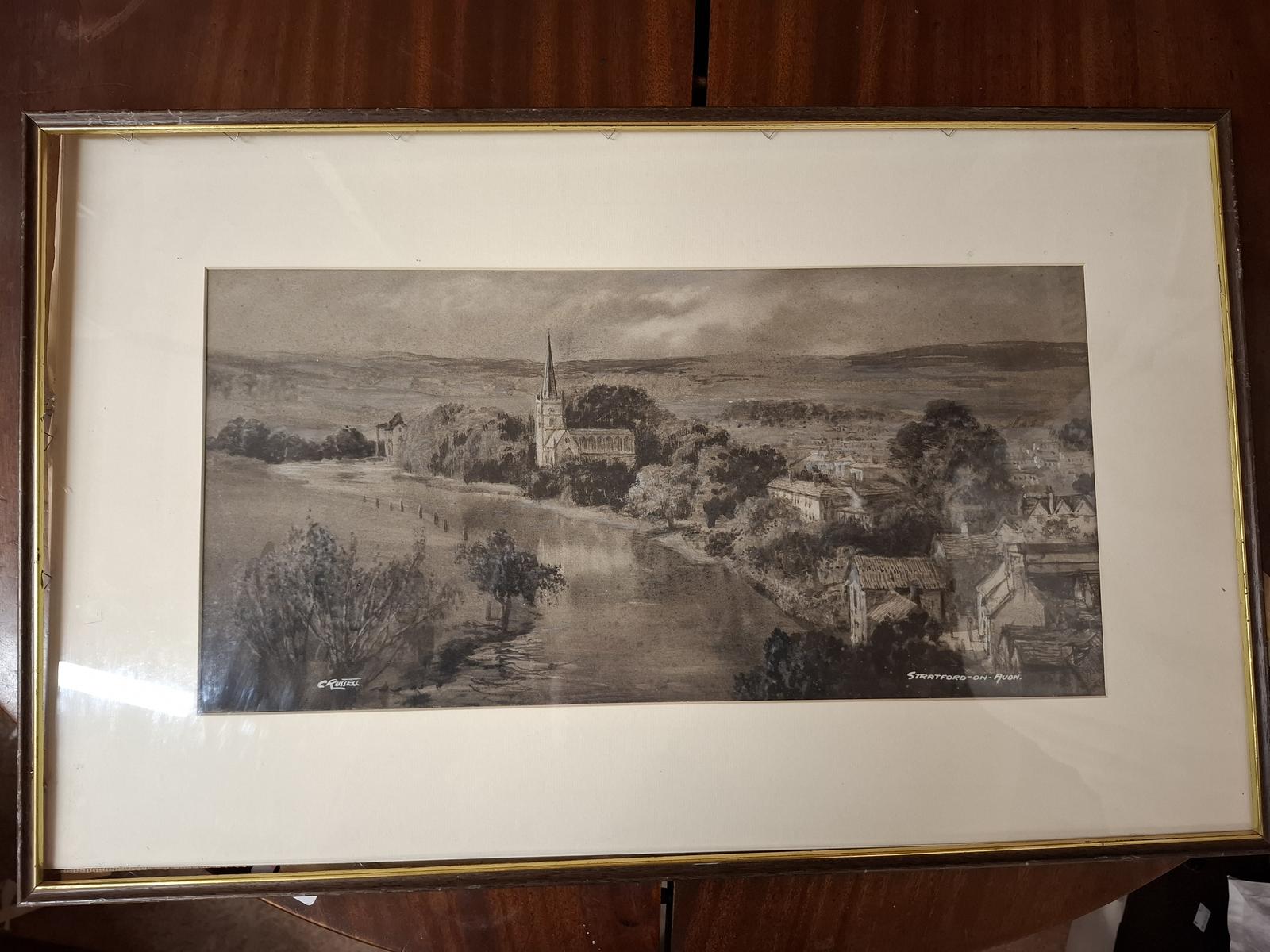 John Shapland (C.Russell) - En Grisaille Watercolour - Stratford on Avon (1 of 6)