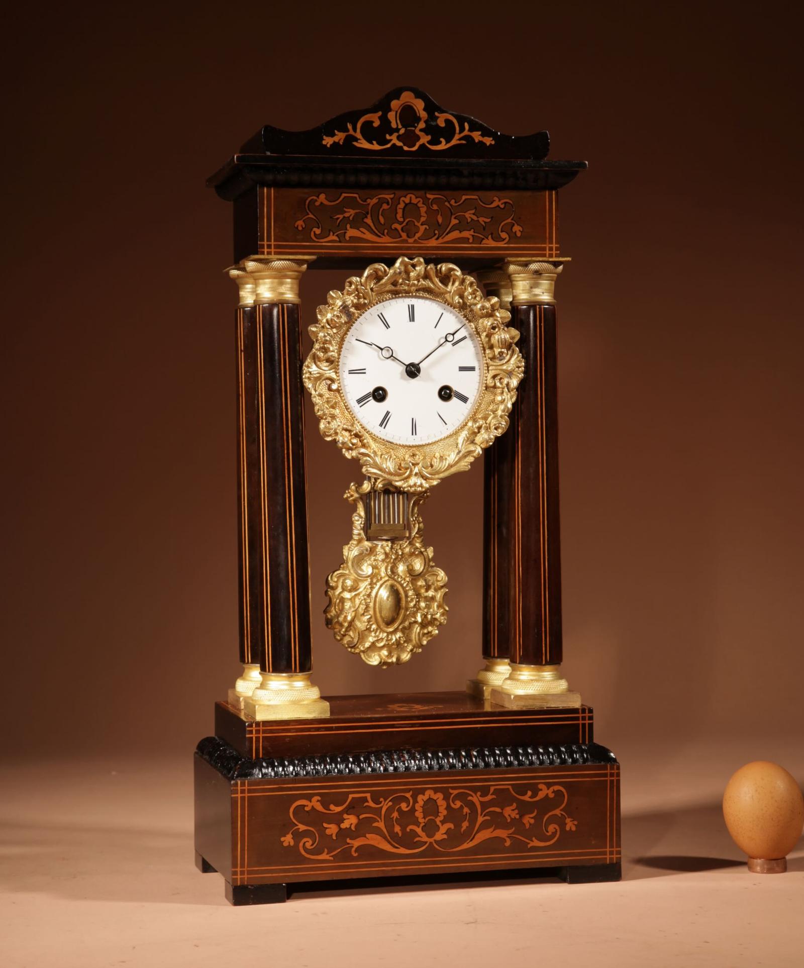 An Original Antique Inlayed French Portico Clock Circa:1870 (1 of 11) An Original Antique Inlayed French Portico Clock Circa:1870 (1 of 11)