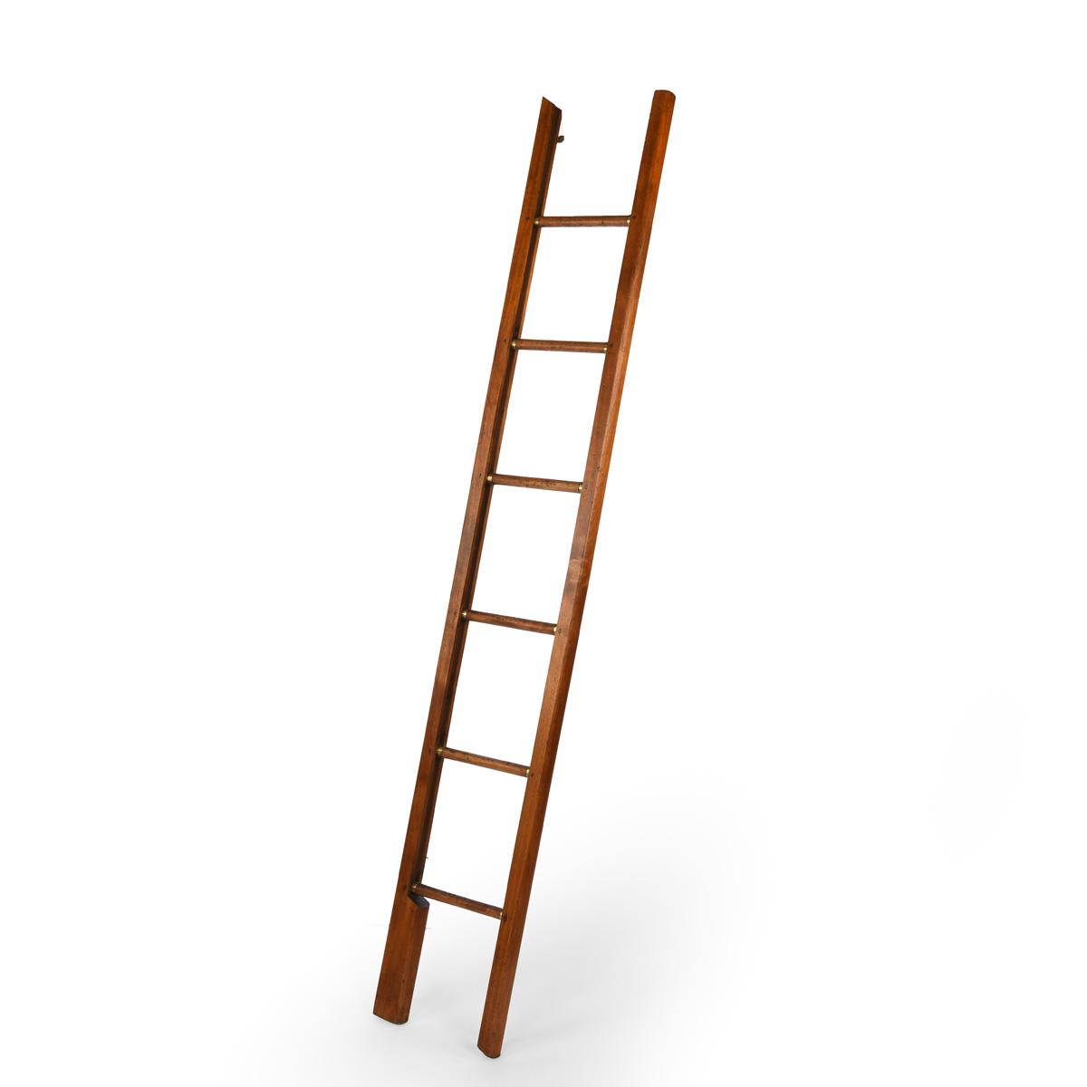 Folding Walnut Library Pole Ladder (1 of 4)