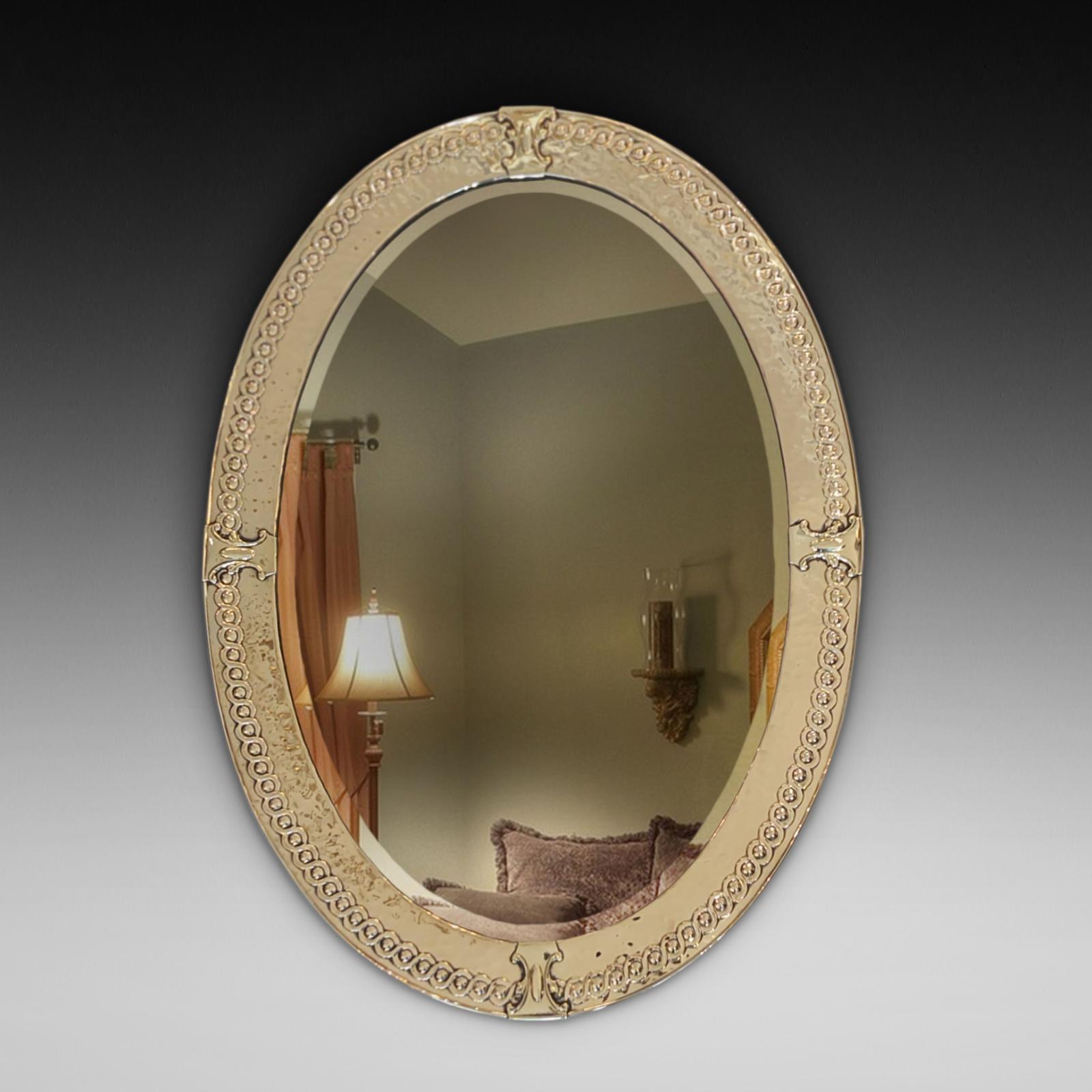 Arts & Crafts Hammered Brass Framed Oval Mirror (1 of 5) Arts & Crafts Hammered Brass Framed Oval Mirror (1 of 5)