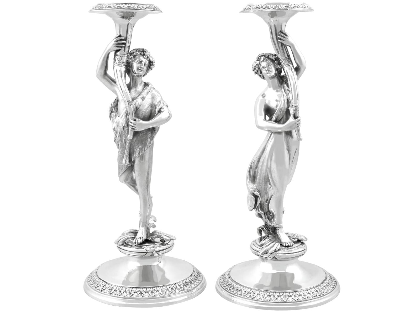 Antique Victorian Sterling Silver Figural Candlesticks 1865 (1 of 14)