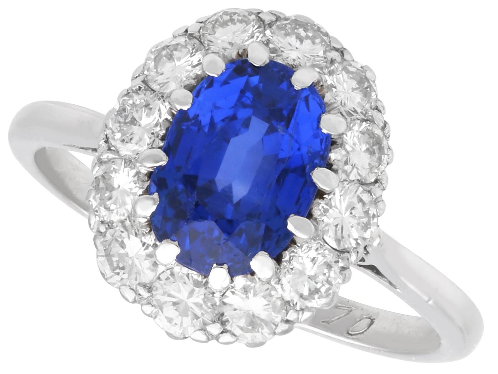 Vintage 2.50ct Ceylon Sapphire and 0.75ct Diamond, Platinum Dress Ring Circa 1970 (1 of 12)