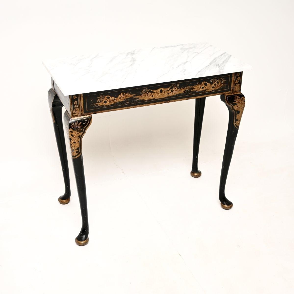 Antique Victorian Lacquered Chinoiserie Marble Top Side Table (1 of 10) Antique Victorian Lacquered Chinoiserie Marble Top Side Table (1 of 10)