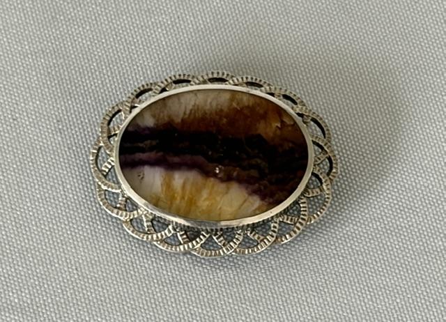 Large Art Deco Silver & Blue John Brooch (1 of 7) Large Art Deco Silver & Blue John Brooch (1 of 7)