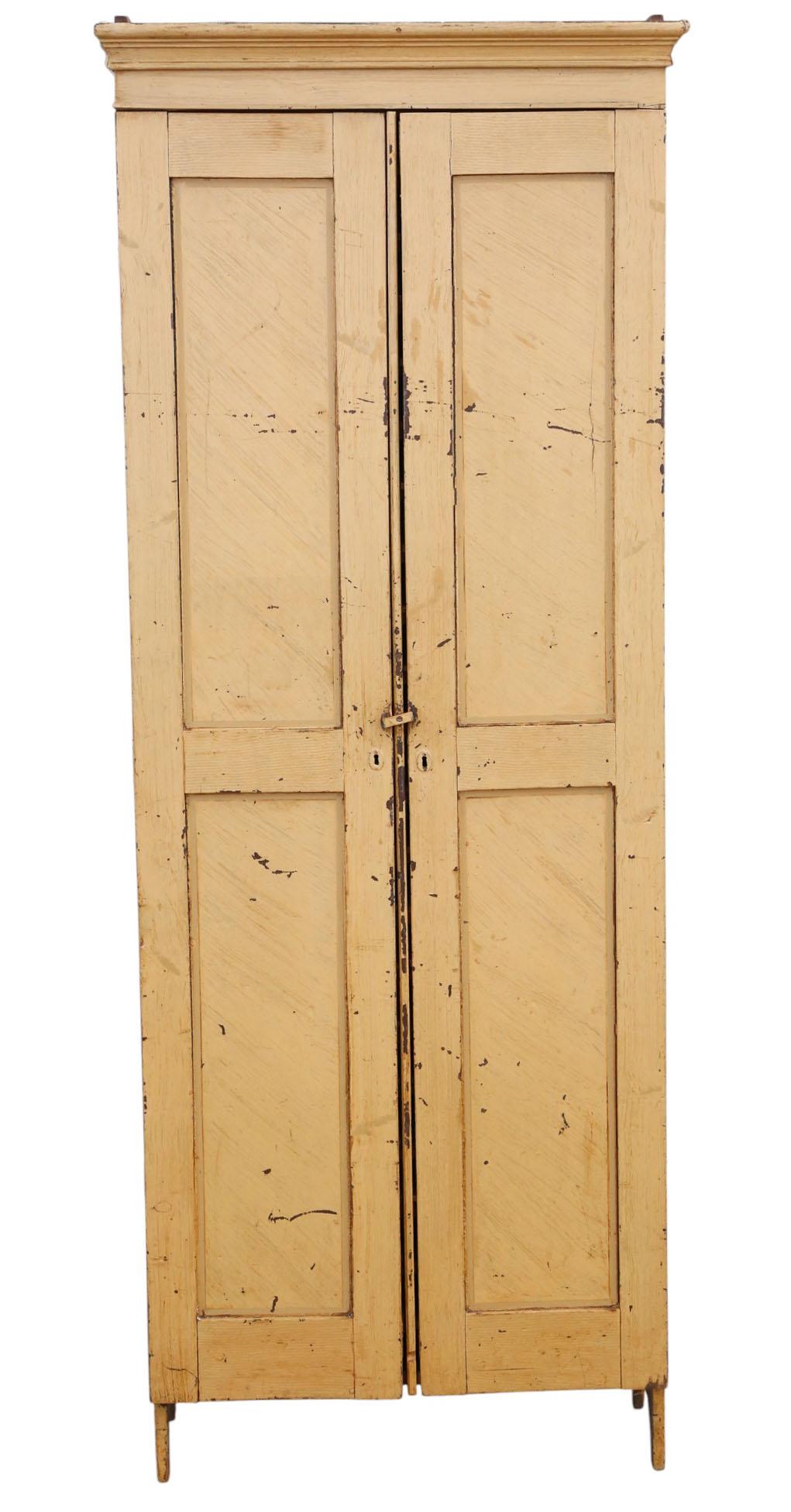 Quality Antique 19th Century Tall Narrow Cream Painted Cupboard Sideboard Dresser (1 of 10) Quality Antique 19th Century Tall Narrow Cream Painted Cupboard Sideboard Dresser (1 of 10)