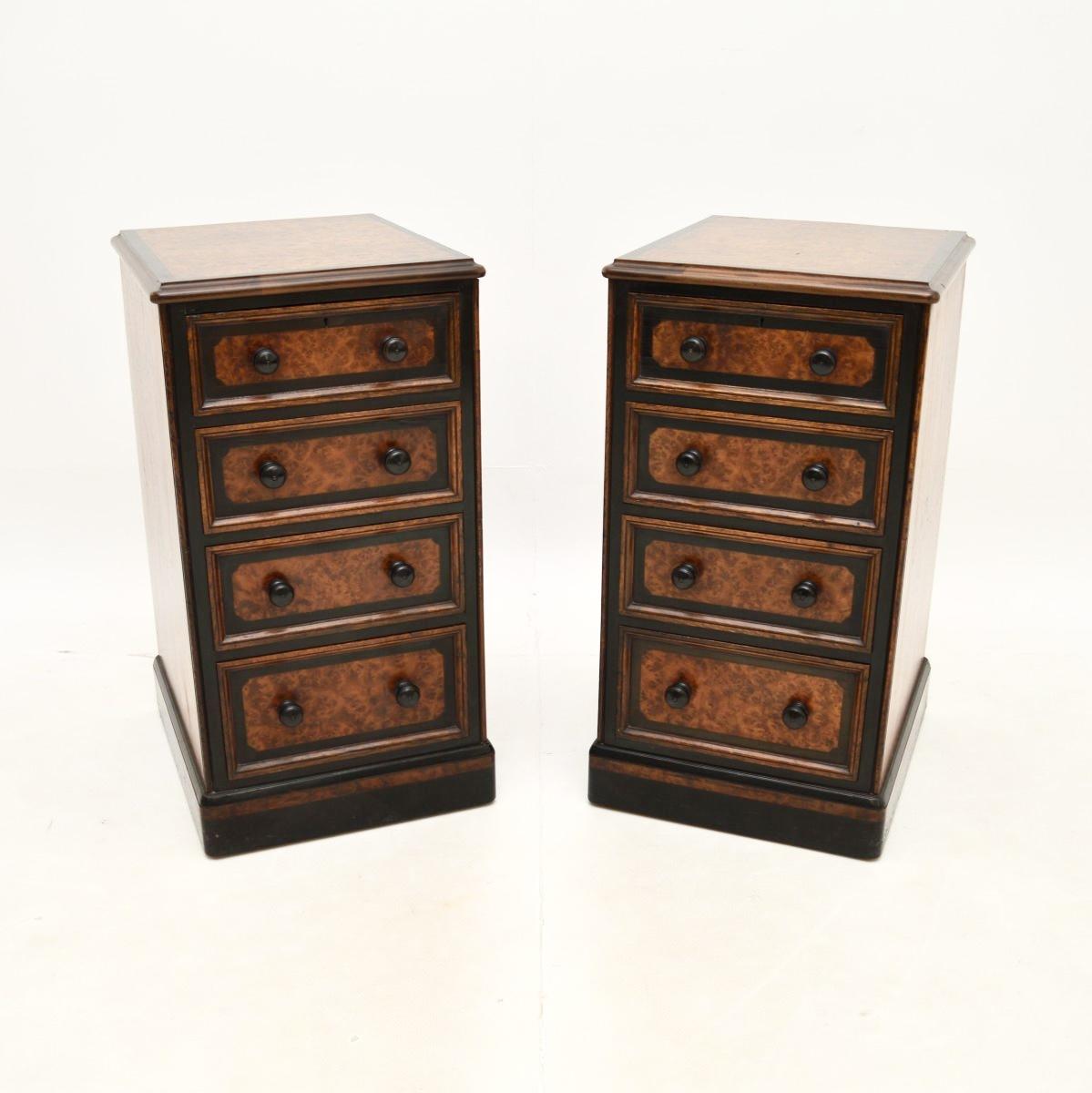Pair of Antique Victorian Amboyna Bedside Chests (1 of 13)