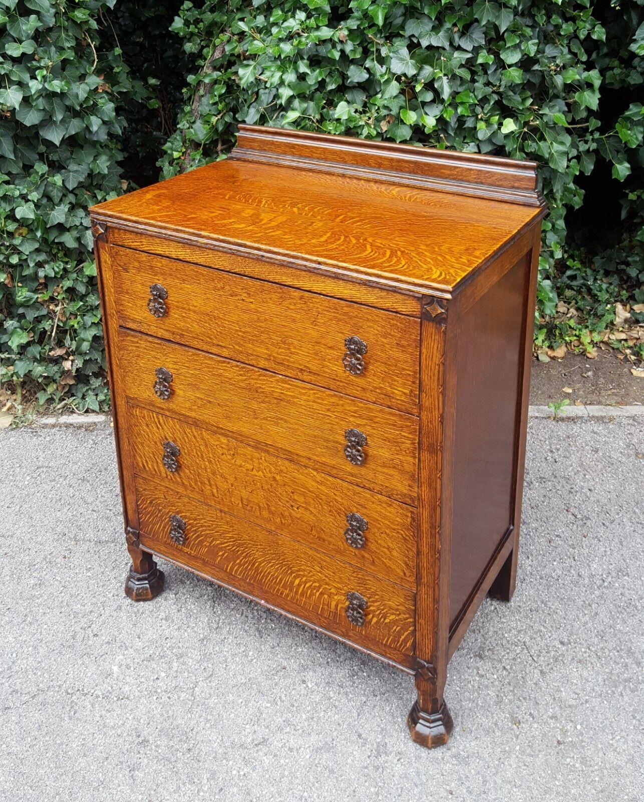 Arts & Crafts Oak Chest of Drawers (1 of 7)