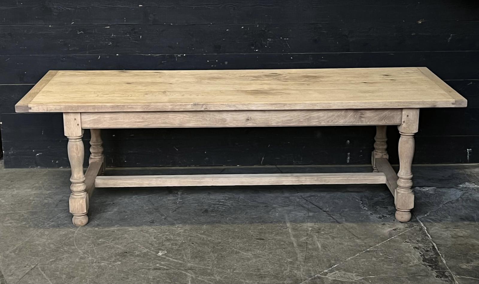 Larger Size French Bleached Oak Farmhouse Dining Table (1 of 1)