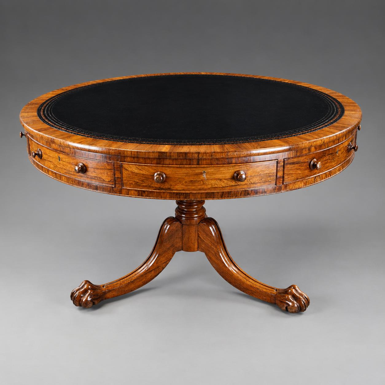 Unusual Regency Style Rosewood Drum Table (1 of 5) Unusual Regency Style Rosewood Drum Table (1 of 5)