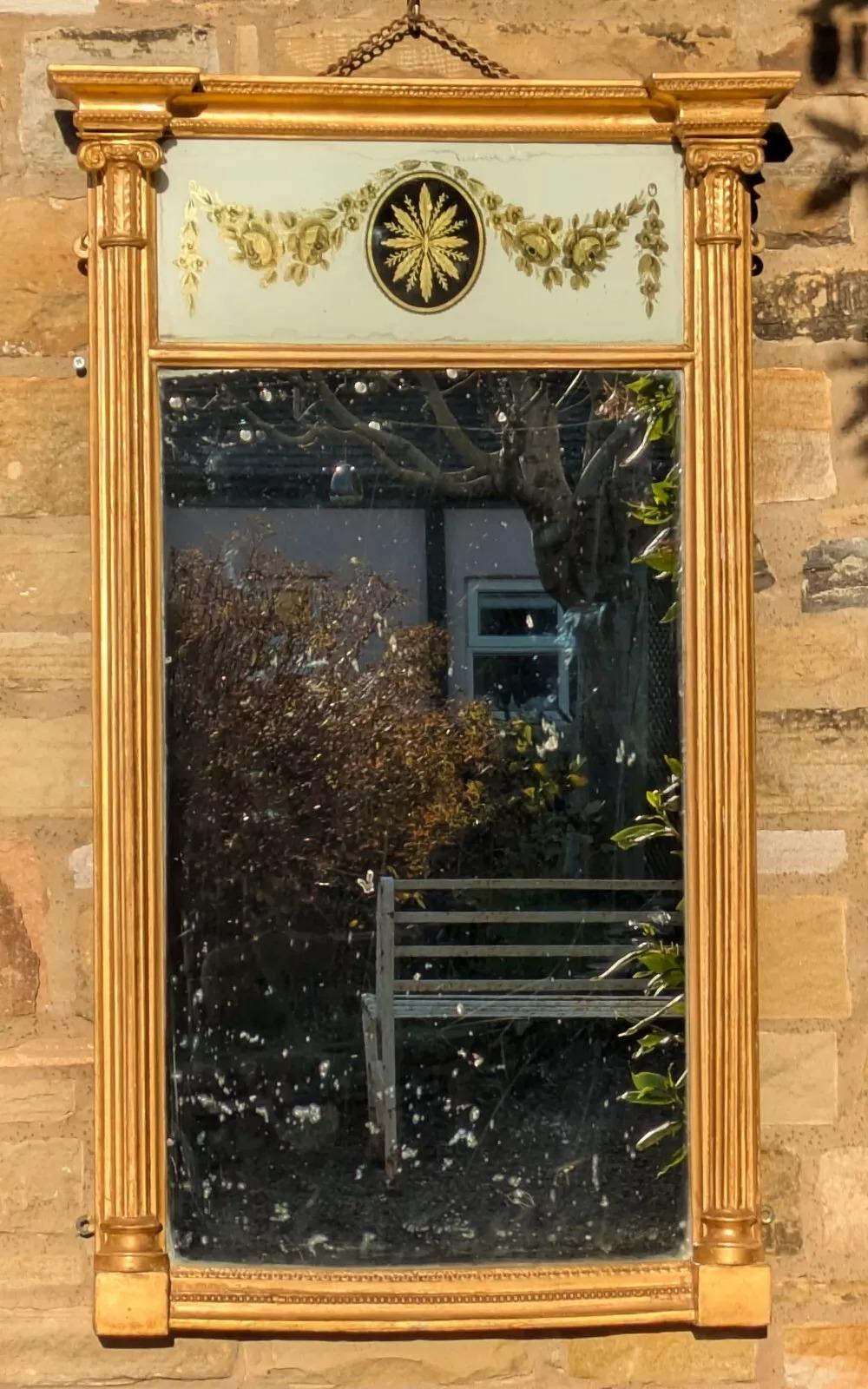 Large Regency Pier Glass Mirror Verre Eglomise (1 of 6) Large Regency Pier Glass Mirror Verre Eglomise (1 of 6)