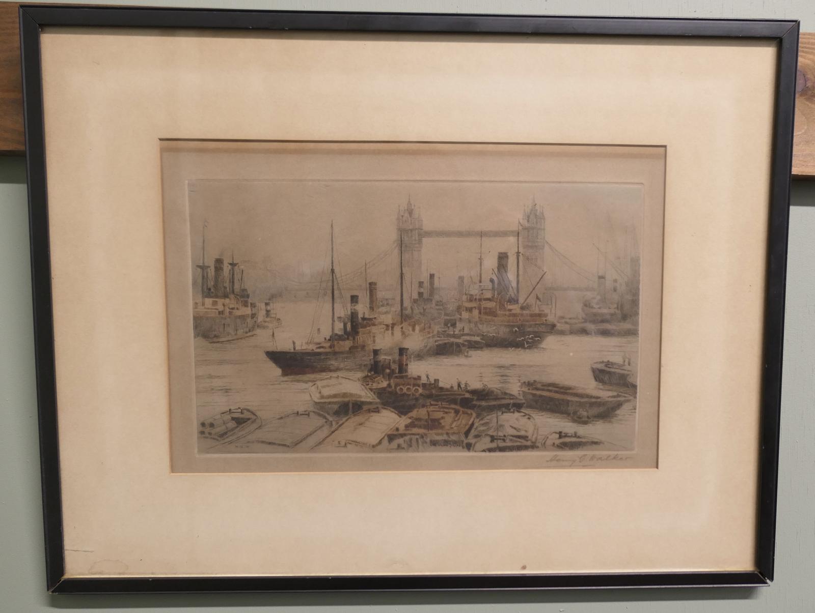 Original London Bridge Etching by Henry G. Walker (1 of 6) Original London Bridge Etching by Henry G. Walker (1 of 6)