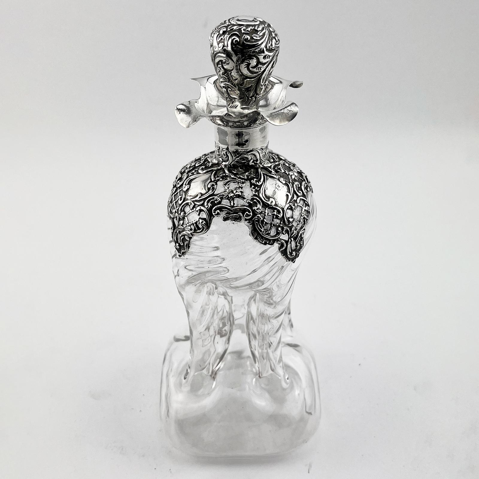 Late Victorian Sterling Silver Neck Glug Glug Decanter (1 of 7)