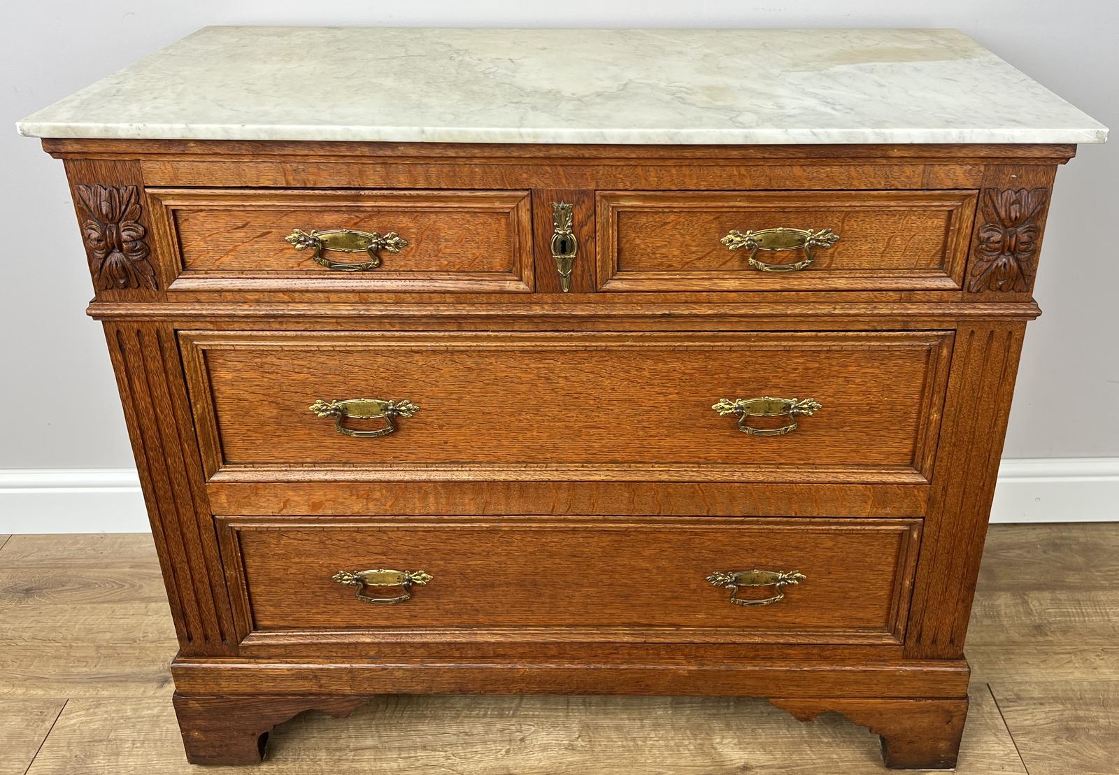 Chest of Drawers Antique French Oak Marble Top Cabinet (1 of 12) Chest of Drawers Antique French Oak Marble Top Cabinet (1 of 12)