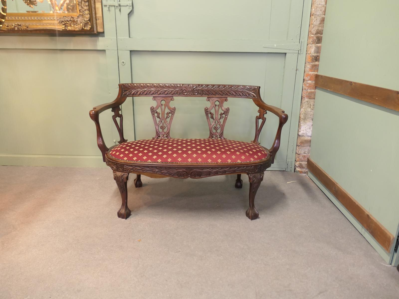 Carved Chinese Chippendale Settee (1 of 6)