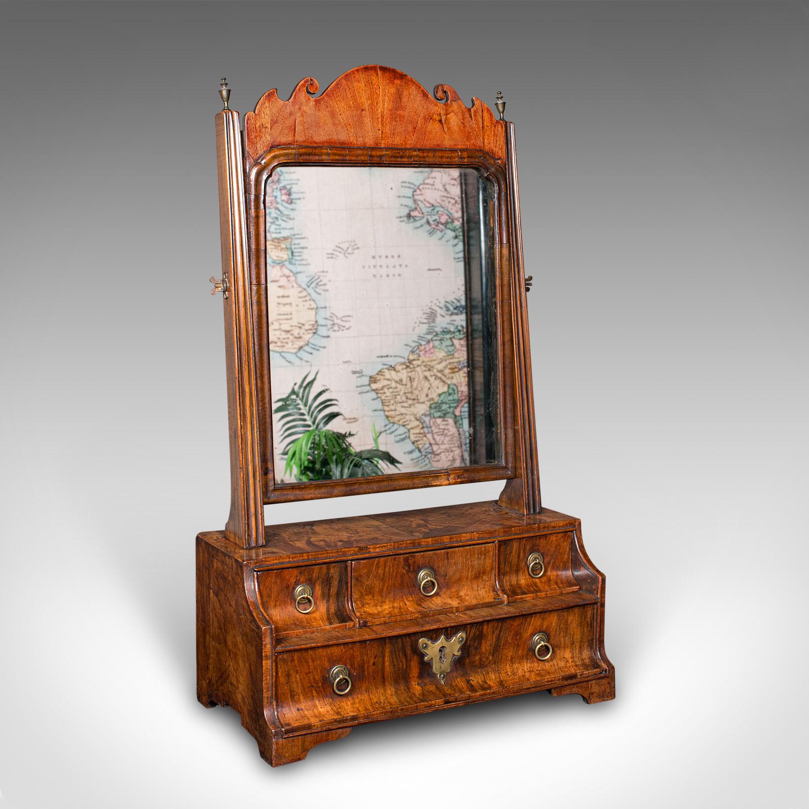 Antique Queen Anne Bureau Mirror, English Walnut, Dressing Table - Georgian c.1740 (1 of 10)