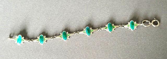 Art Nouveau Style Vintage Silver & Enamel Bracelet (1 of 6)