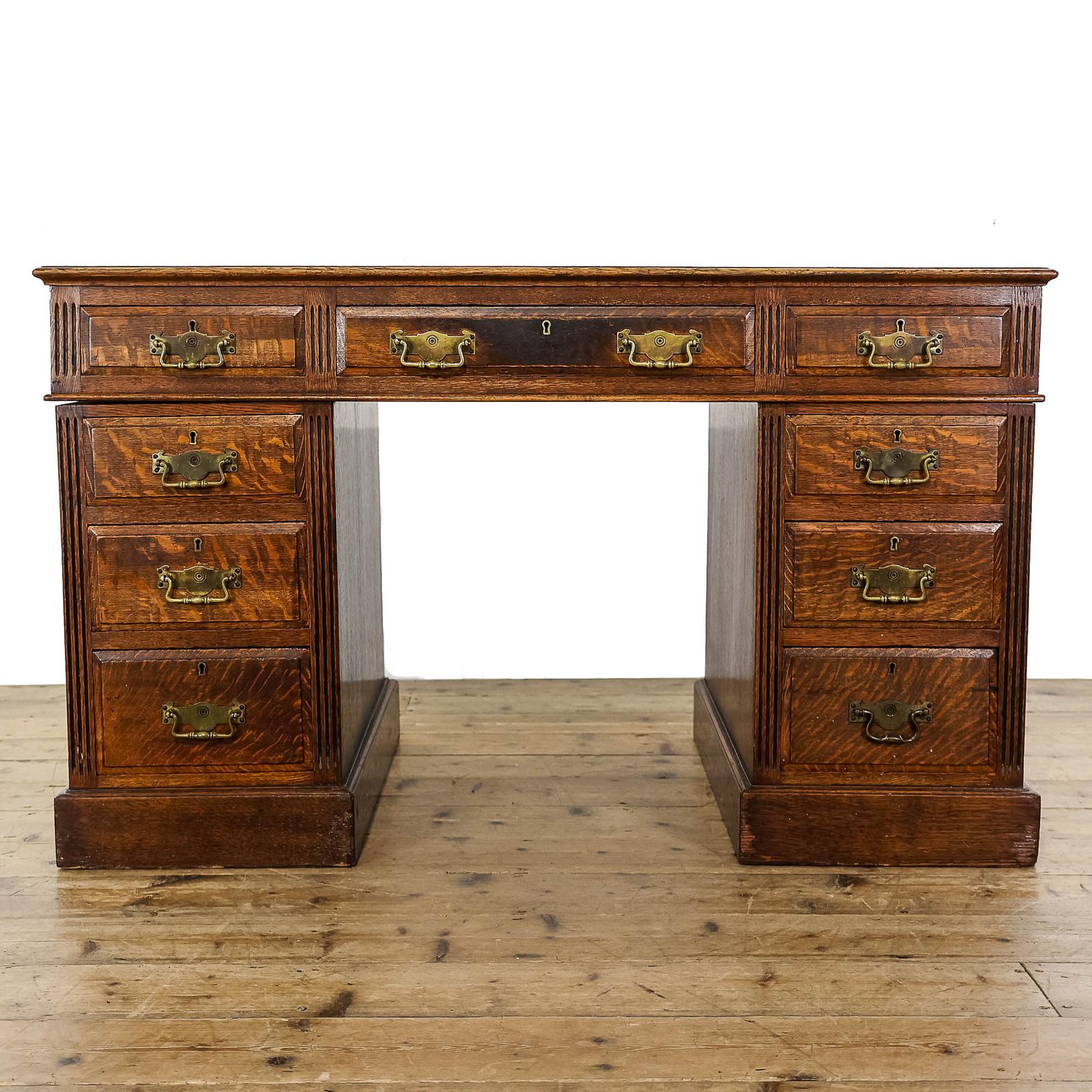 Antique Victorian Oak Pedestal Desk (1 of 12) Antique Victorian Oak Pedestal Desk (1 of 12)