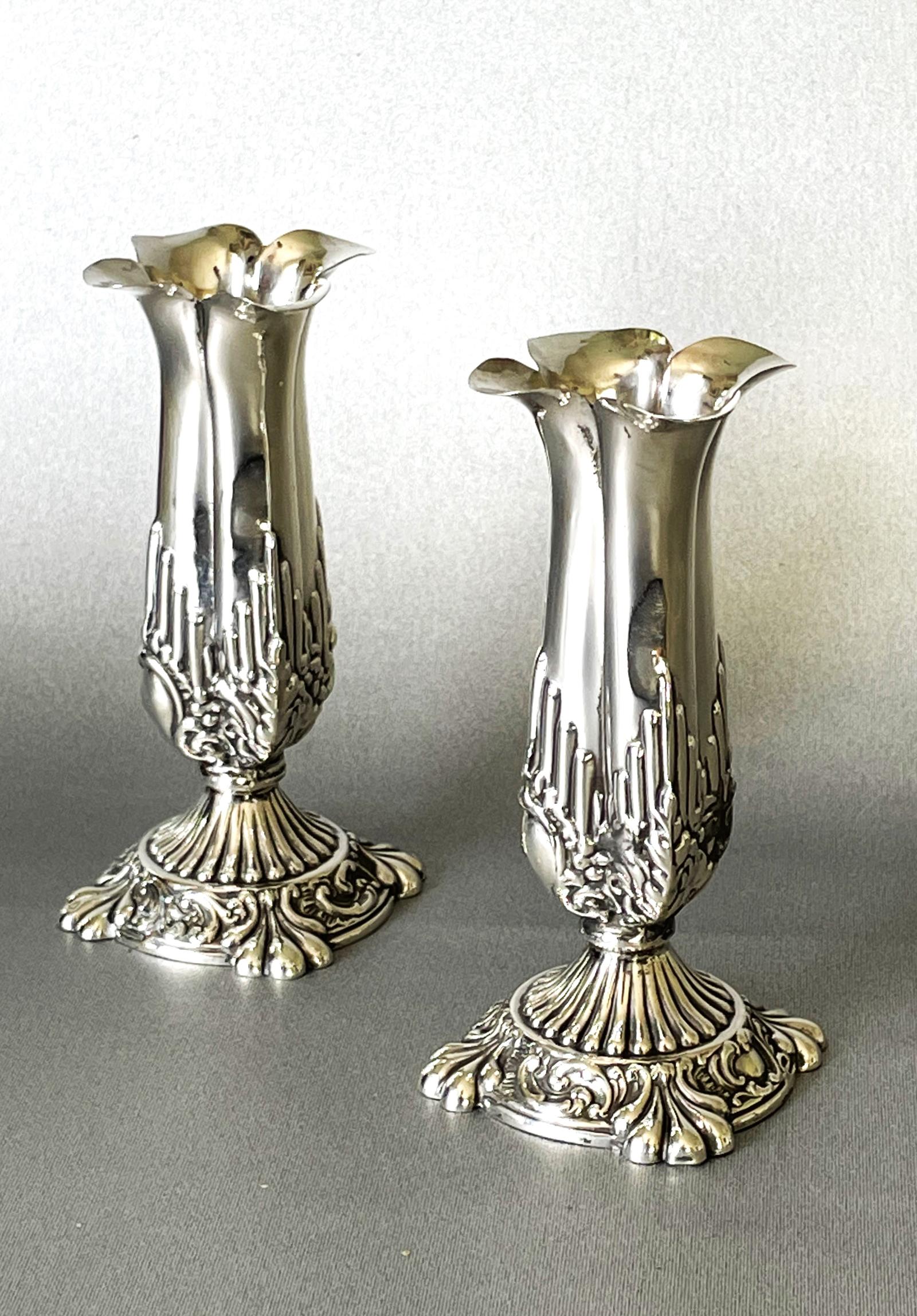 A Charming Pair of Victorian Silver Posy Vases (1 of 7)
