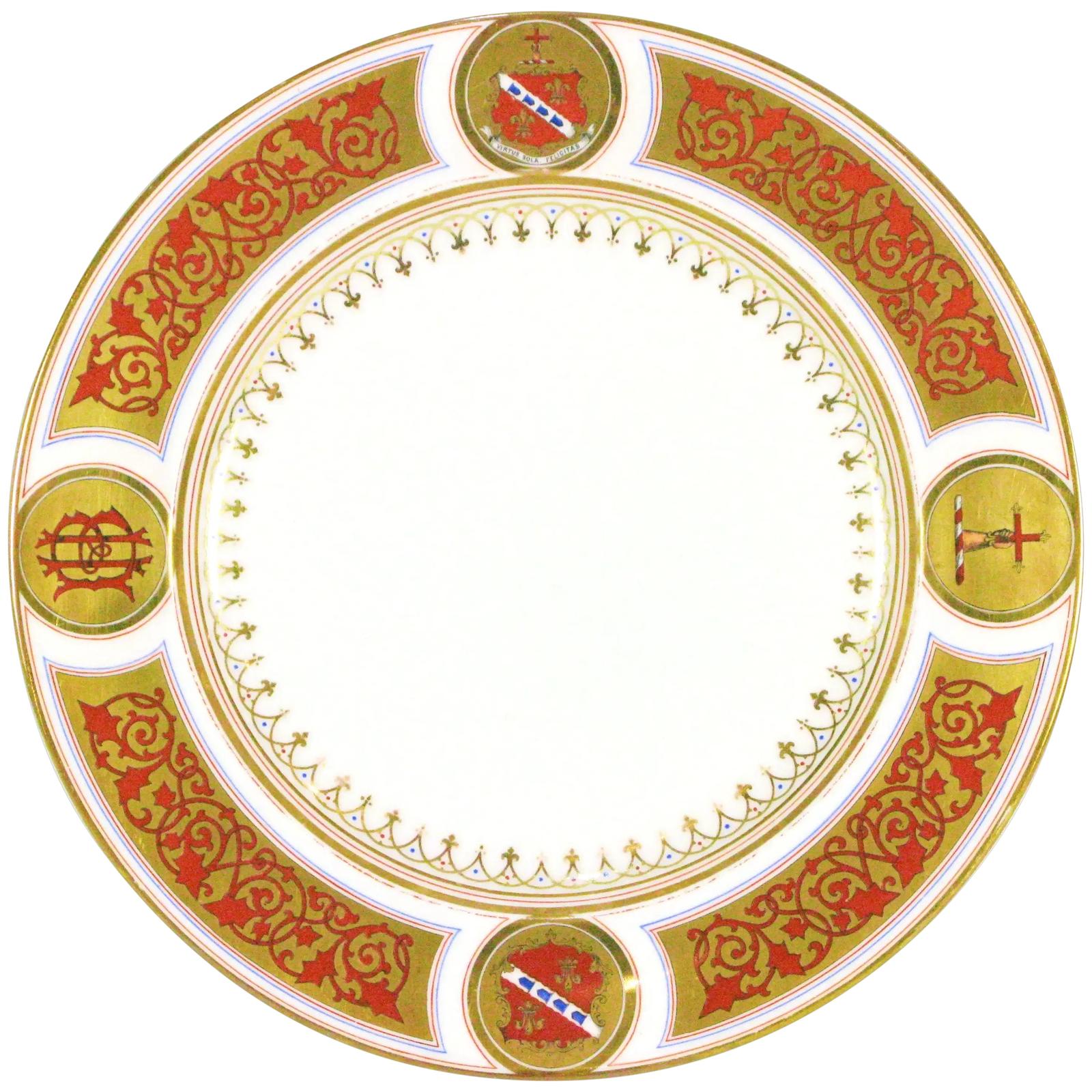 19th Century English Armorial Porcelain Plate Bliss Family (1 of 8)