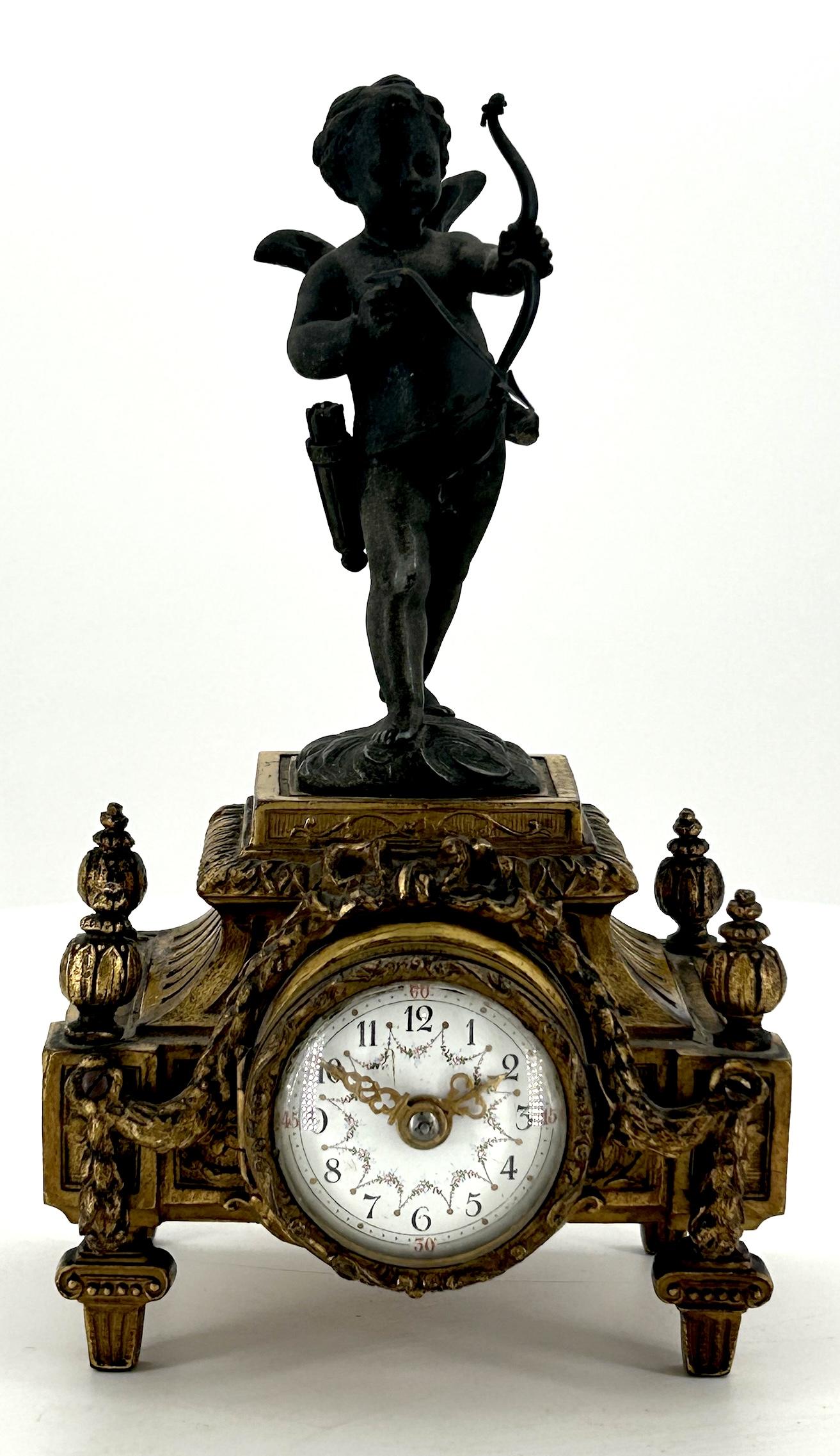 Beautiful French Miniature Cherub Figural Mantel Clock – Ca 1890 (1 of 15)