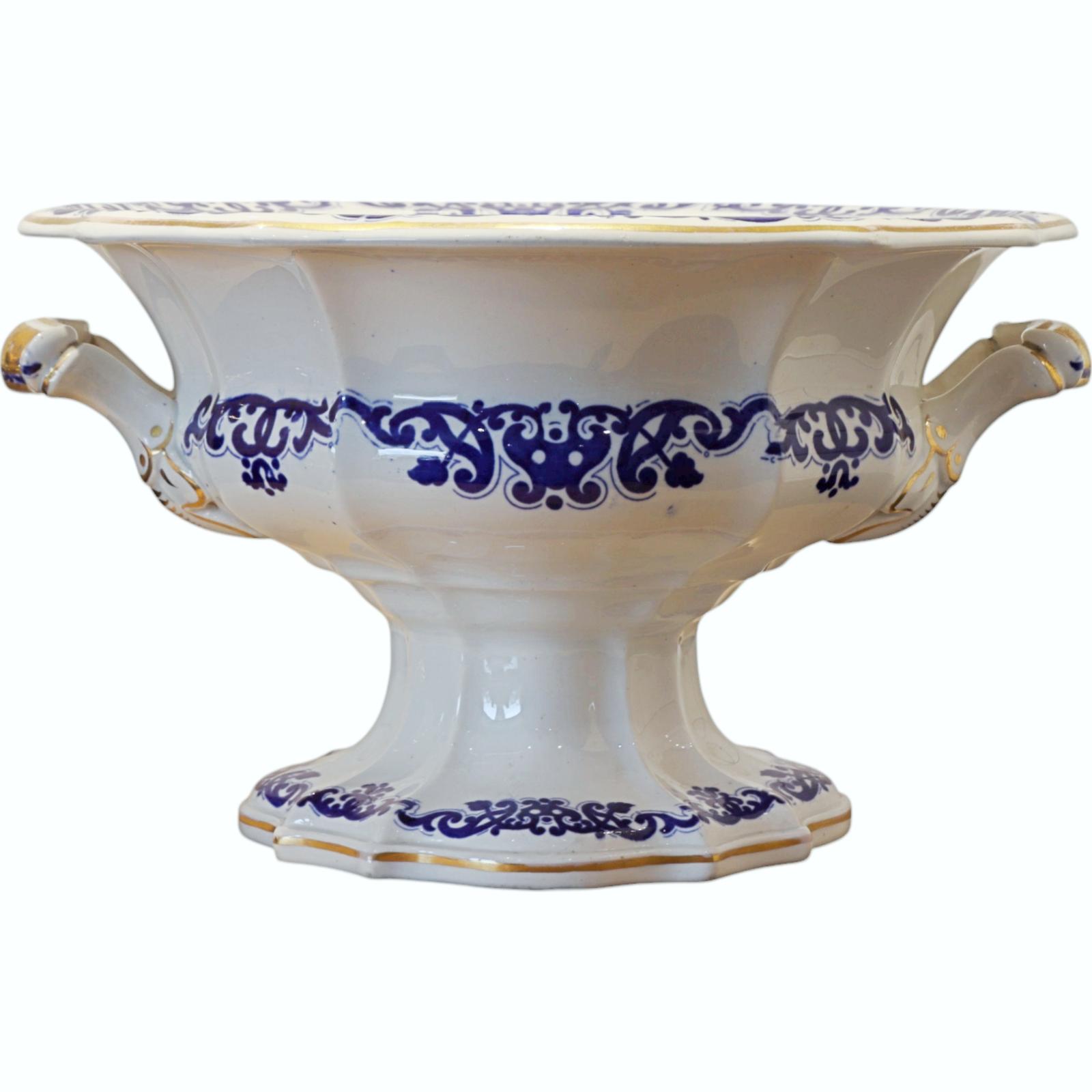 Ridgway Blue & White Ceramic Pedestal Comport (1 of 7)