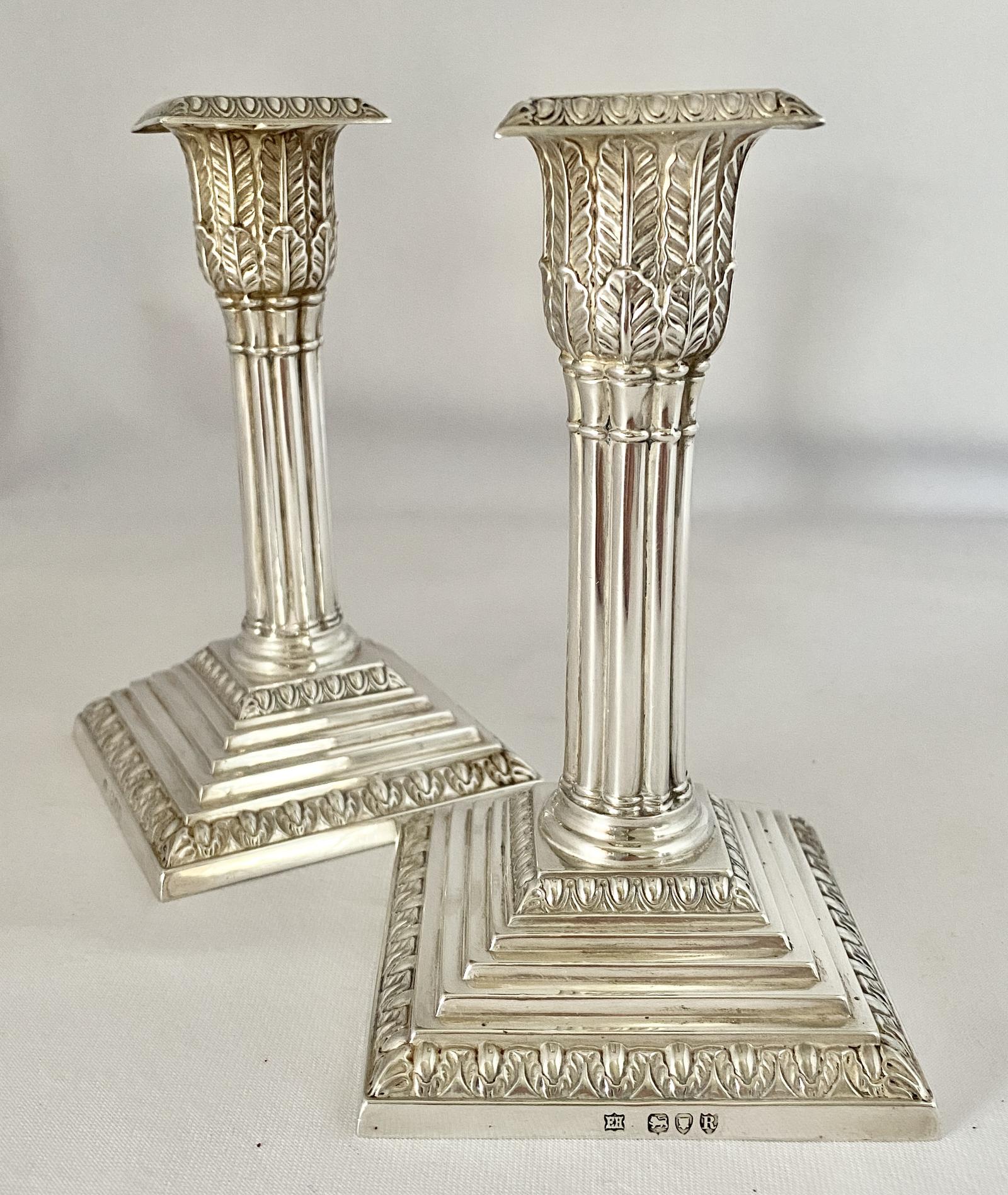 Pair Silver Candlesticks. Lon 1892 (1 of 9)