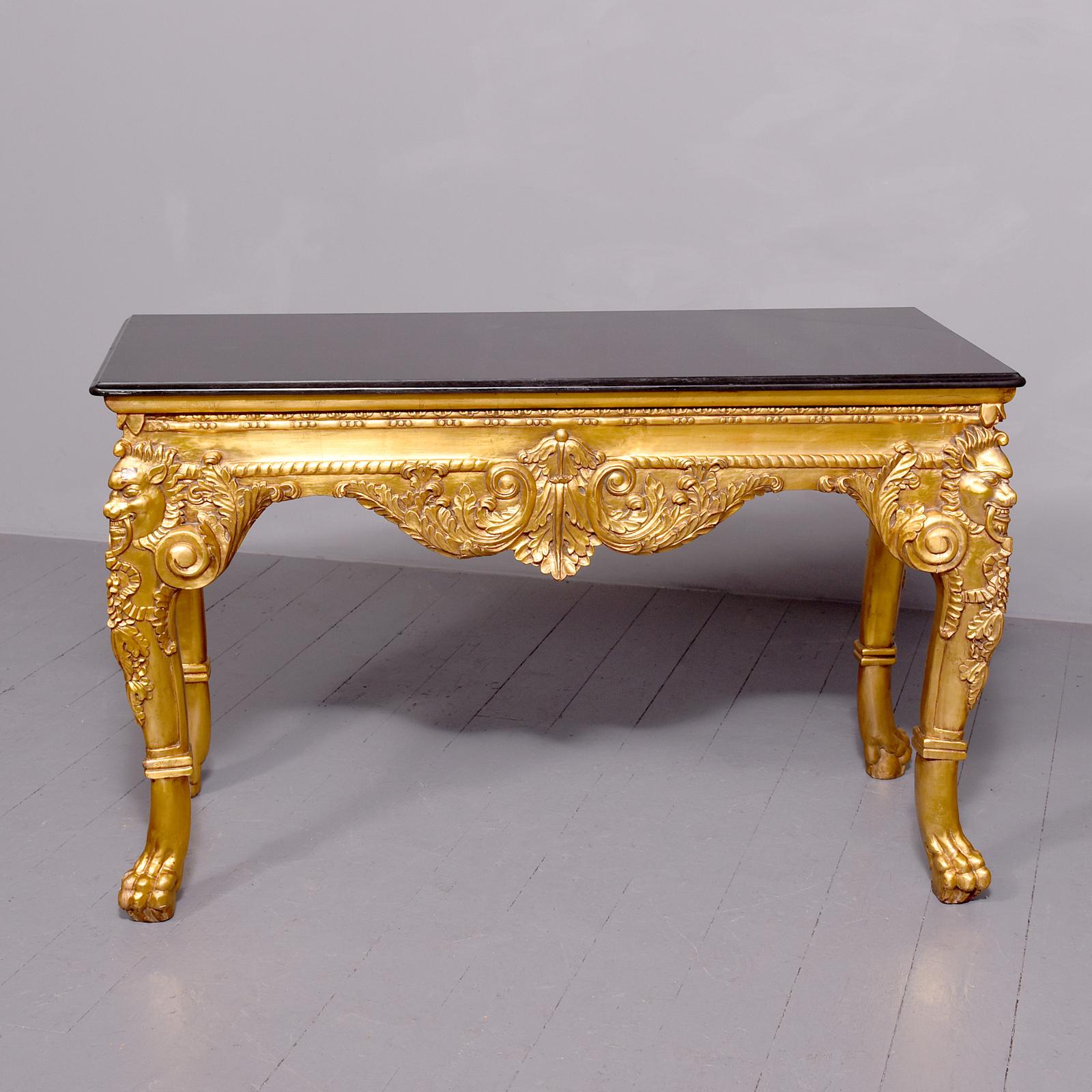 Marble Top Giltwood Console Table (1 of 7)