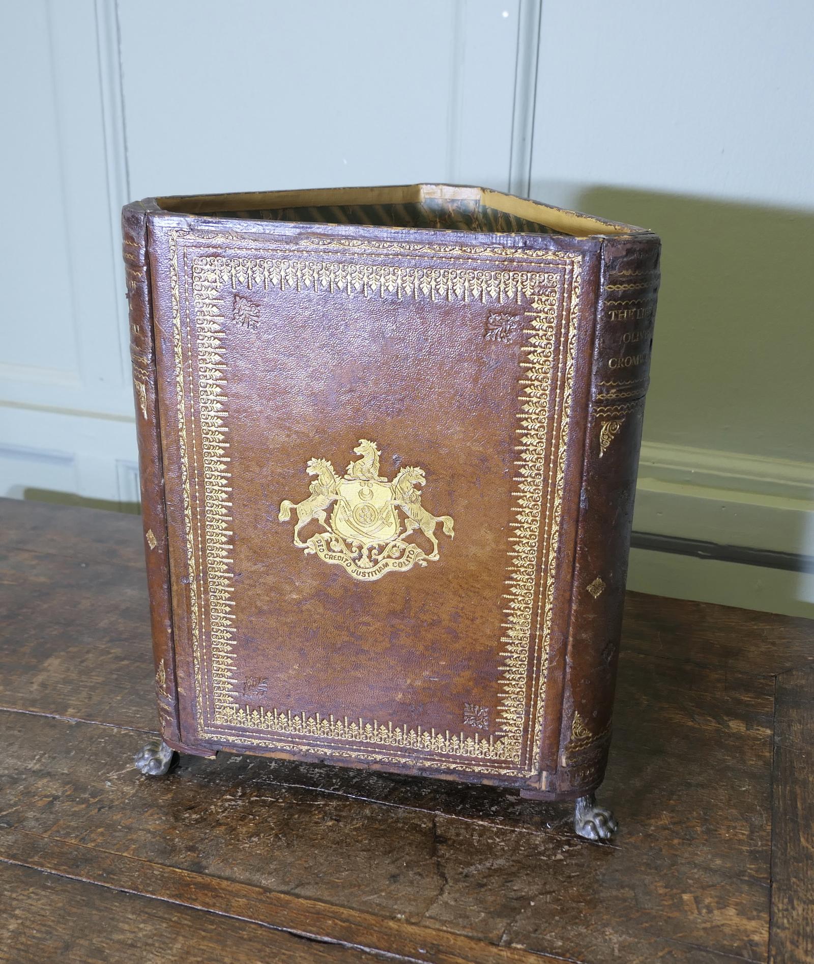 Waste Paper Basket Made from Leather Bound Books (1 of 6)