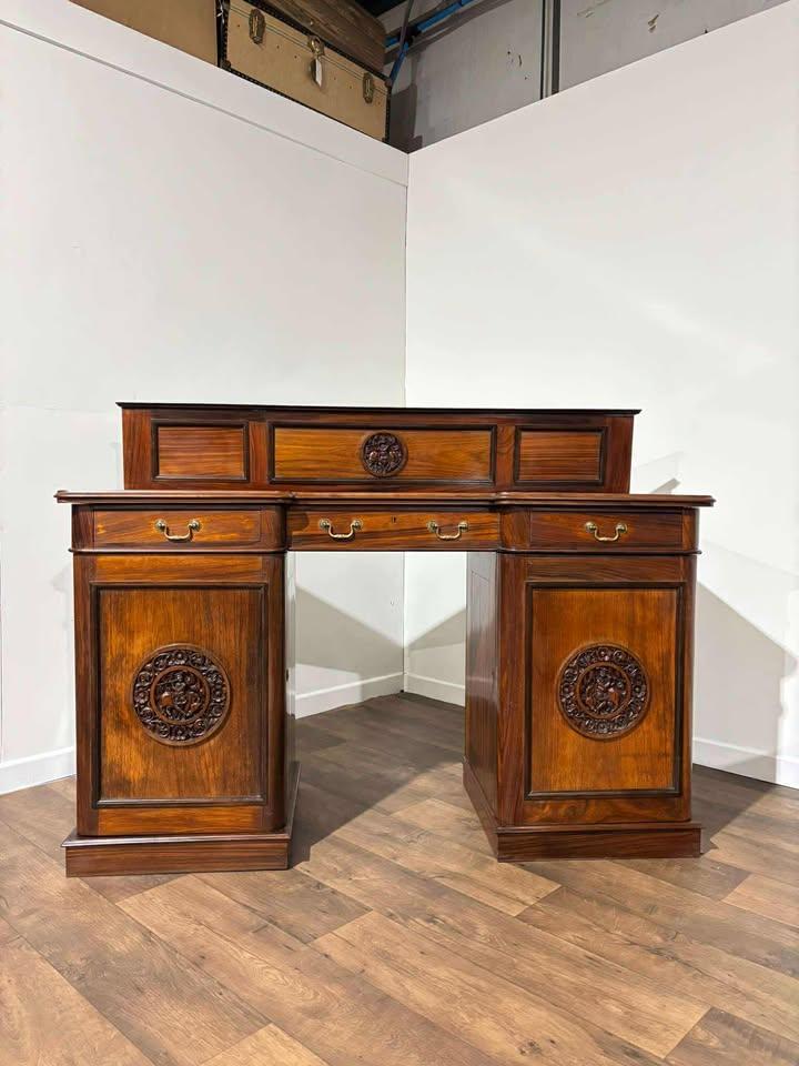 Victorian Mahogany Breakfront Twin Pedestal Chiffonier with Eastern Influence (1 of 17)