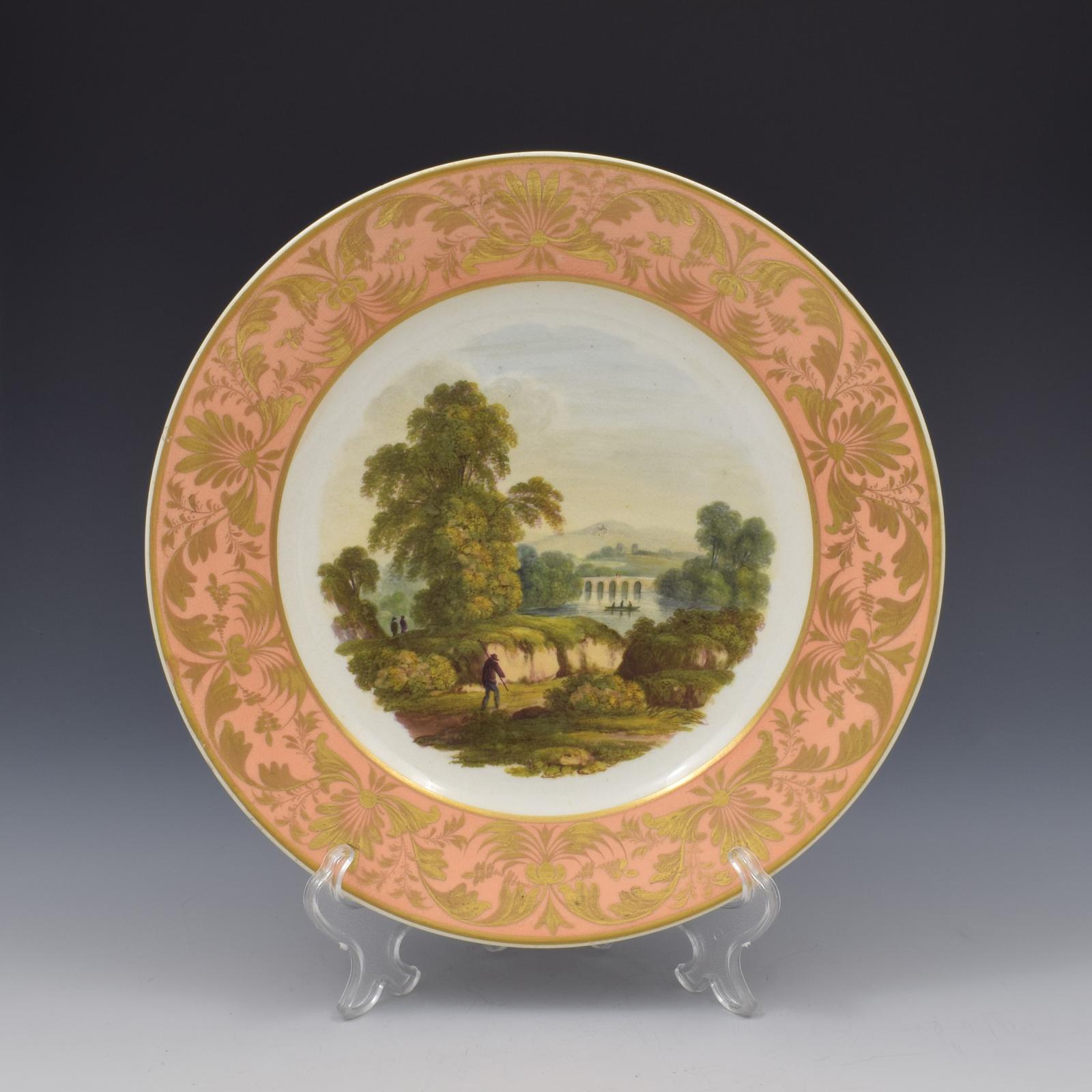 Derby Porcelain Dessert Plate Named Landscape View River Arno Italy (1 of 5)
