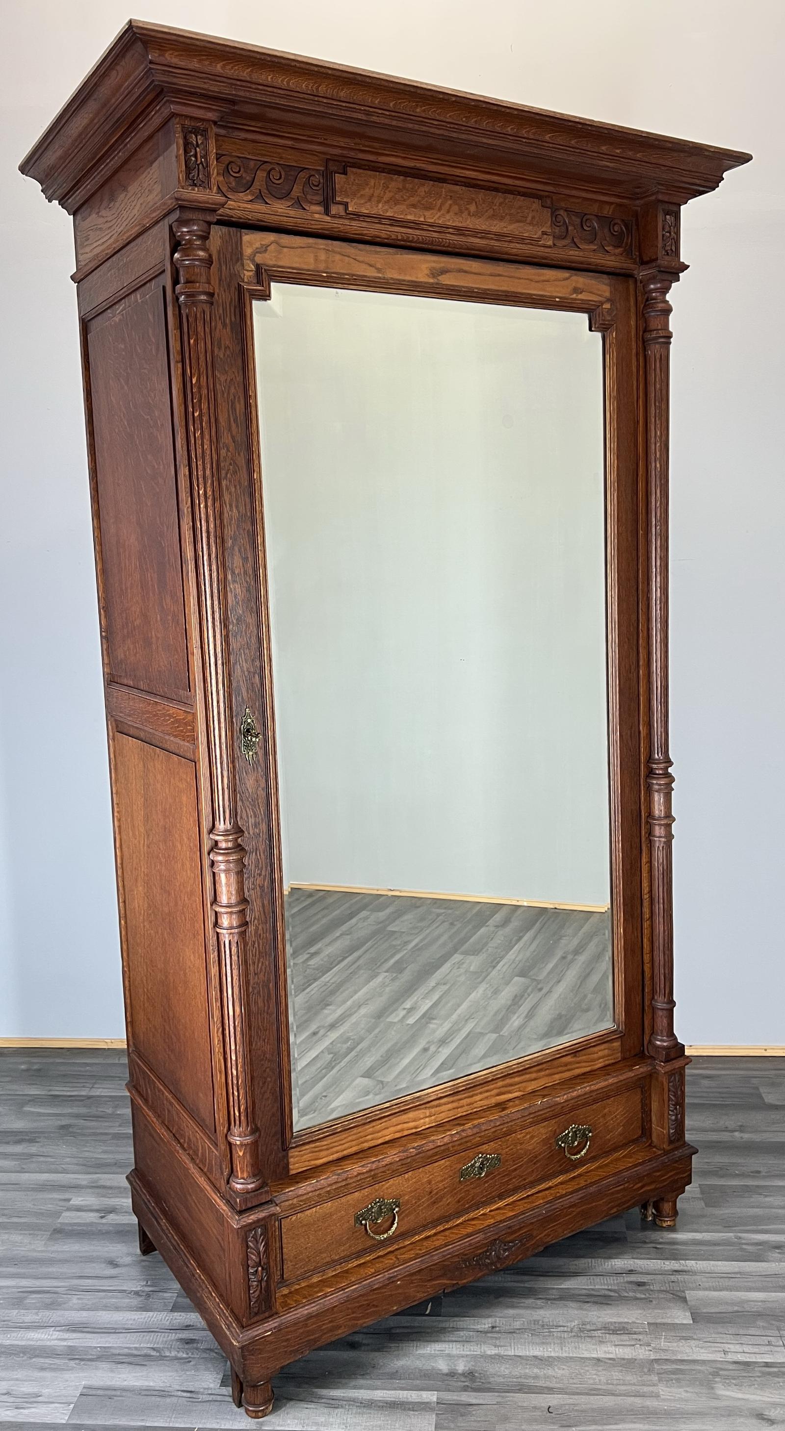 Wardrobe Antique French 2 Door Armoire with Mirror Retro Closet (1 of 12) Wardrobe Antique French 2 Door Armoire with Mirror Retro Closet (1 of 12)