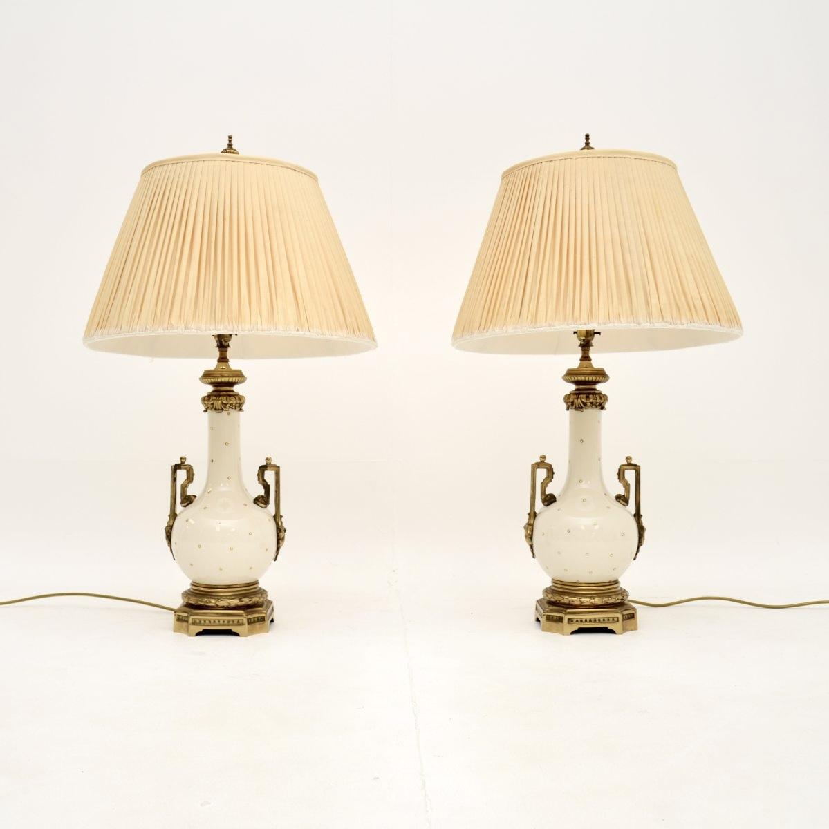 Pair of French Ceramic & Gilt Metal Table Lamps (1 of 11)