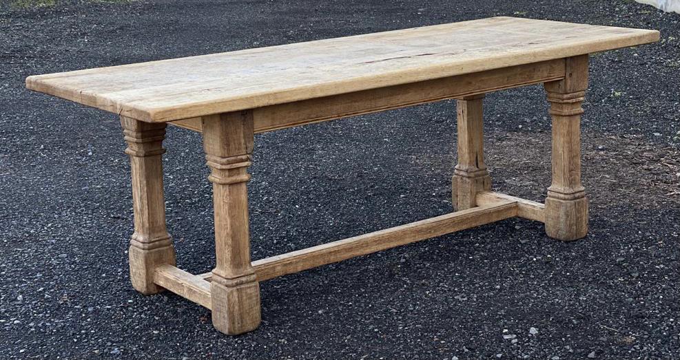 Rustic French Bleached Oak Farmhouse Refectory Dining Table (1 of 1)