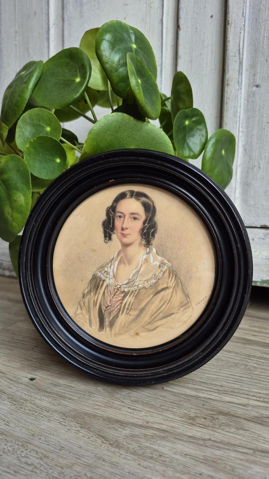 Fine Antique Miniature Watercolour Portrait of a Lady (1 of 19)