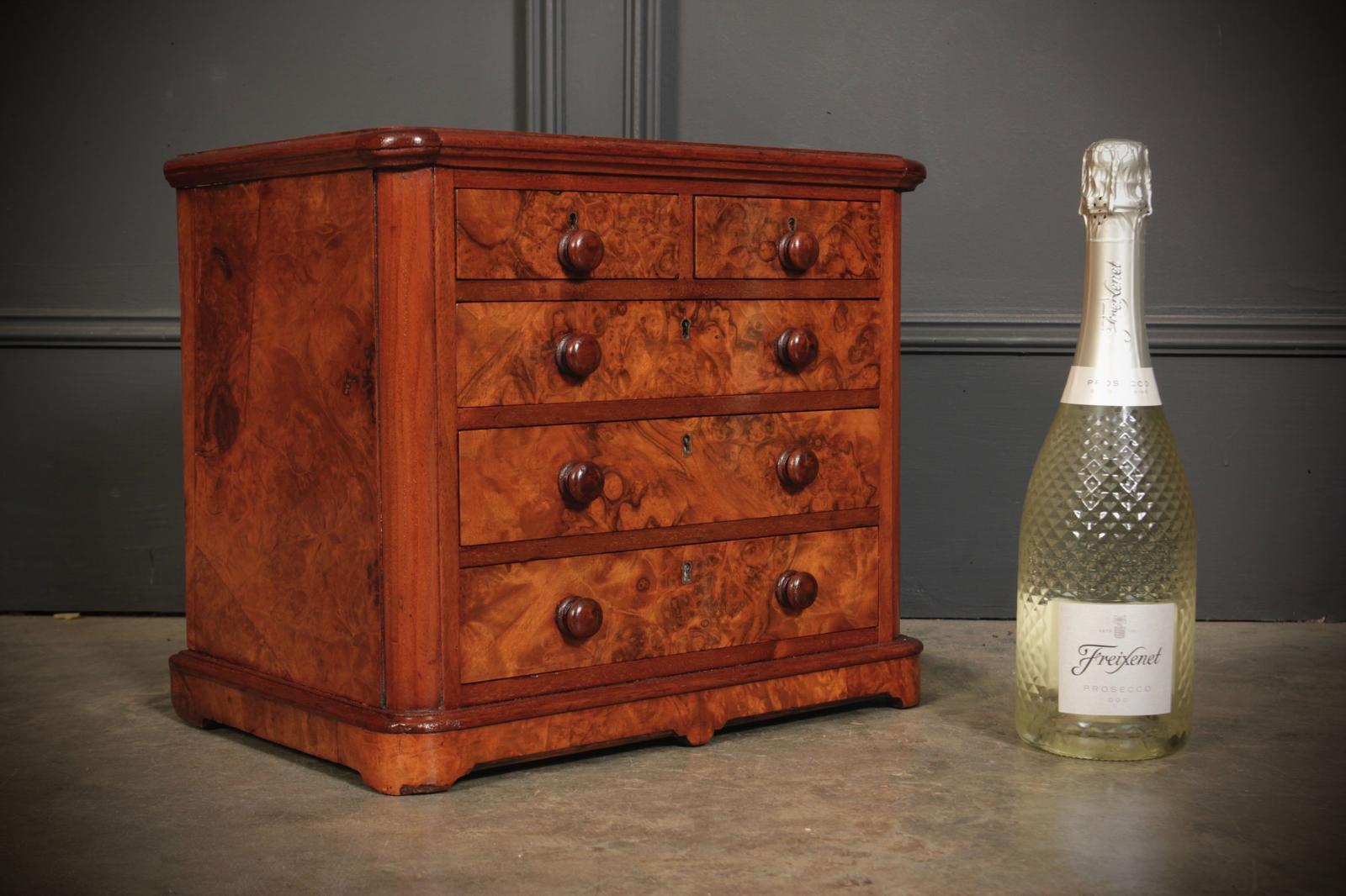 Miniature Burr Walnut Apprentice Chest of Drawers (1 of 10)
