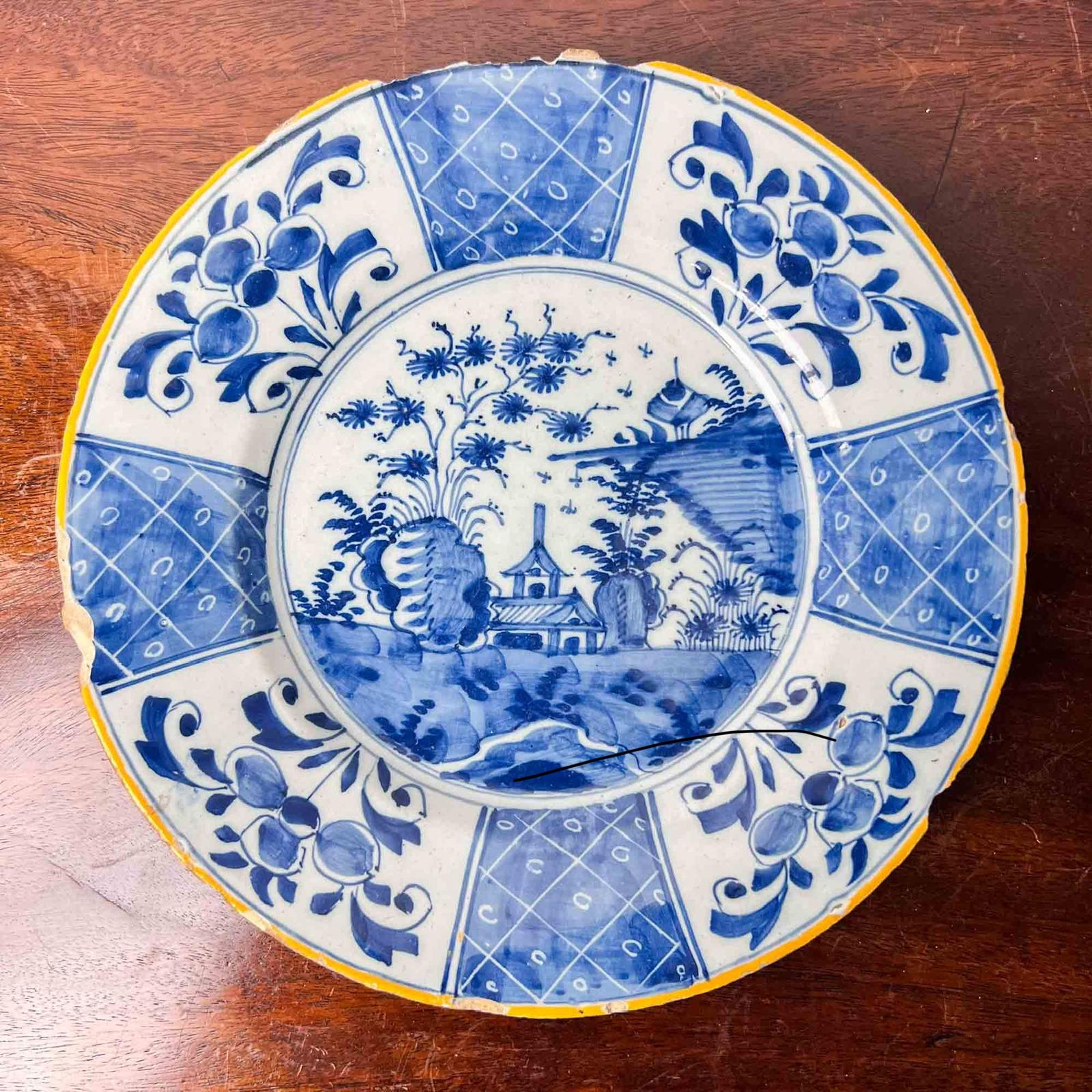 Small 18th Century Dutch Delft Plate (1 of 5)