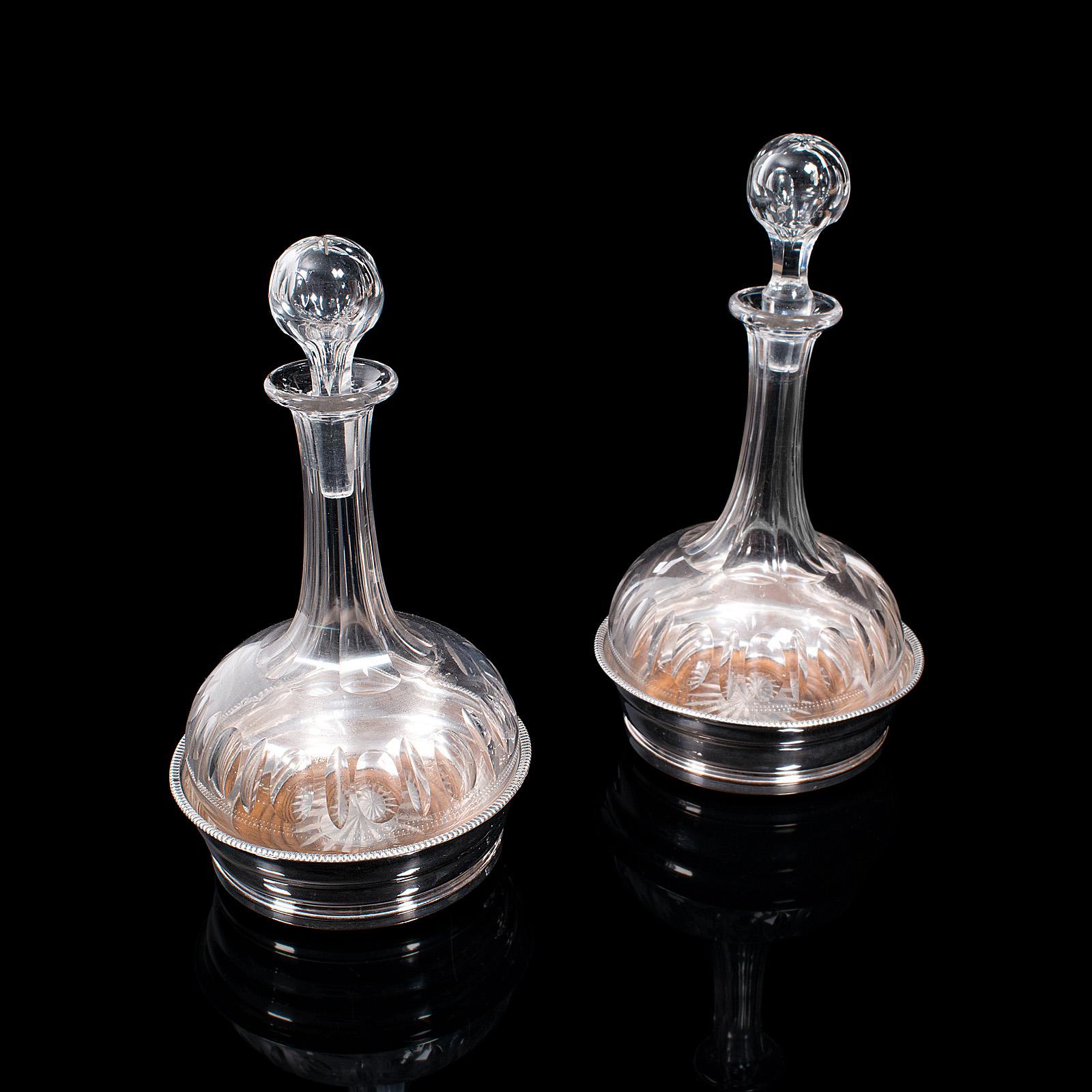 Pair of Antique Decanters & Stands, English, Silver Plate, Edwardian c.1910 (1 of 12)
