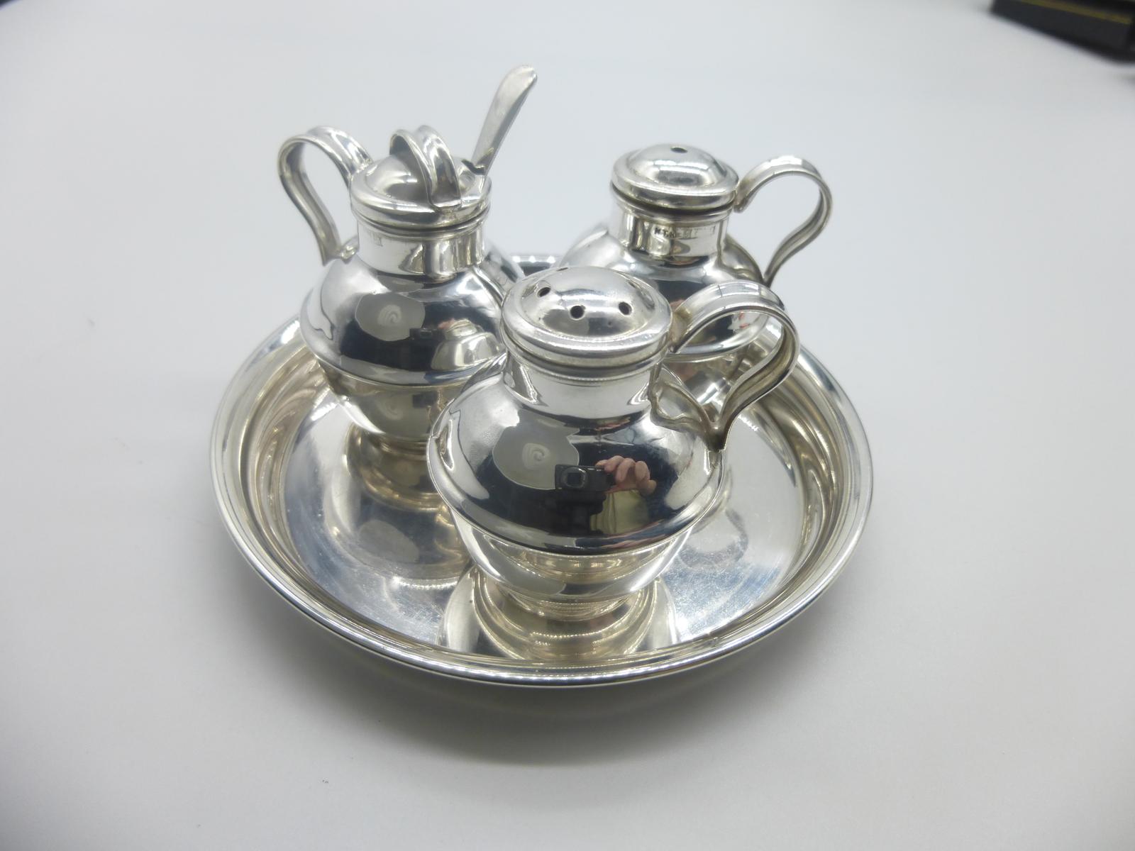 Novelty 4 Piece Silver Cruet Set - Modelled as Guernsey Cream Jugs (1 of 5)