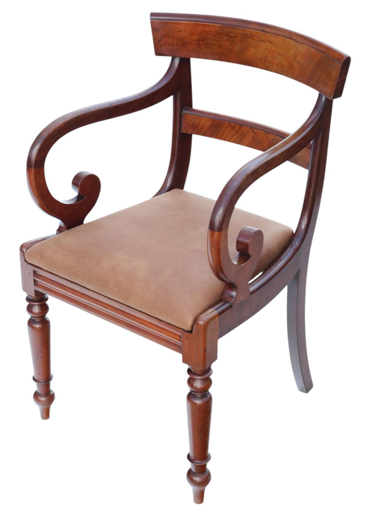 Fine Quality Antique 19th Century Mahogany Scroll-arm Elbow Chair – Carver Dining, Desk or Hall Chair (1 of 7)