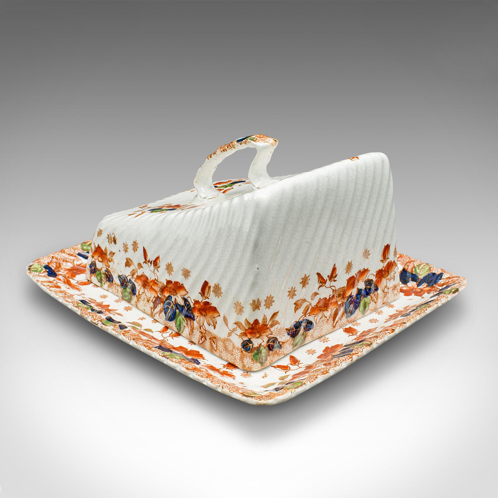 Antique Cheese Keeper, English, Ceramic, Decorative Truckle Dish, Victorian (1 of 12)