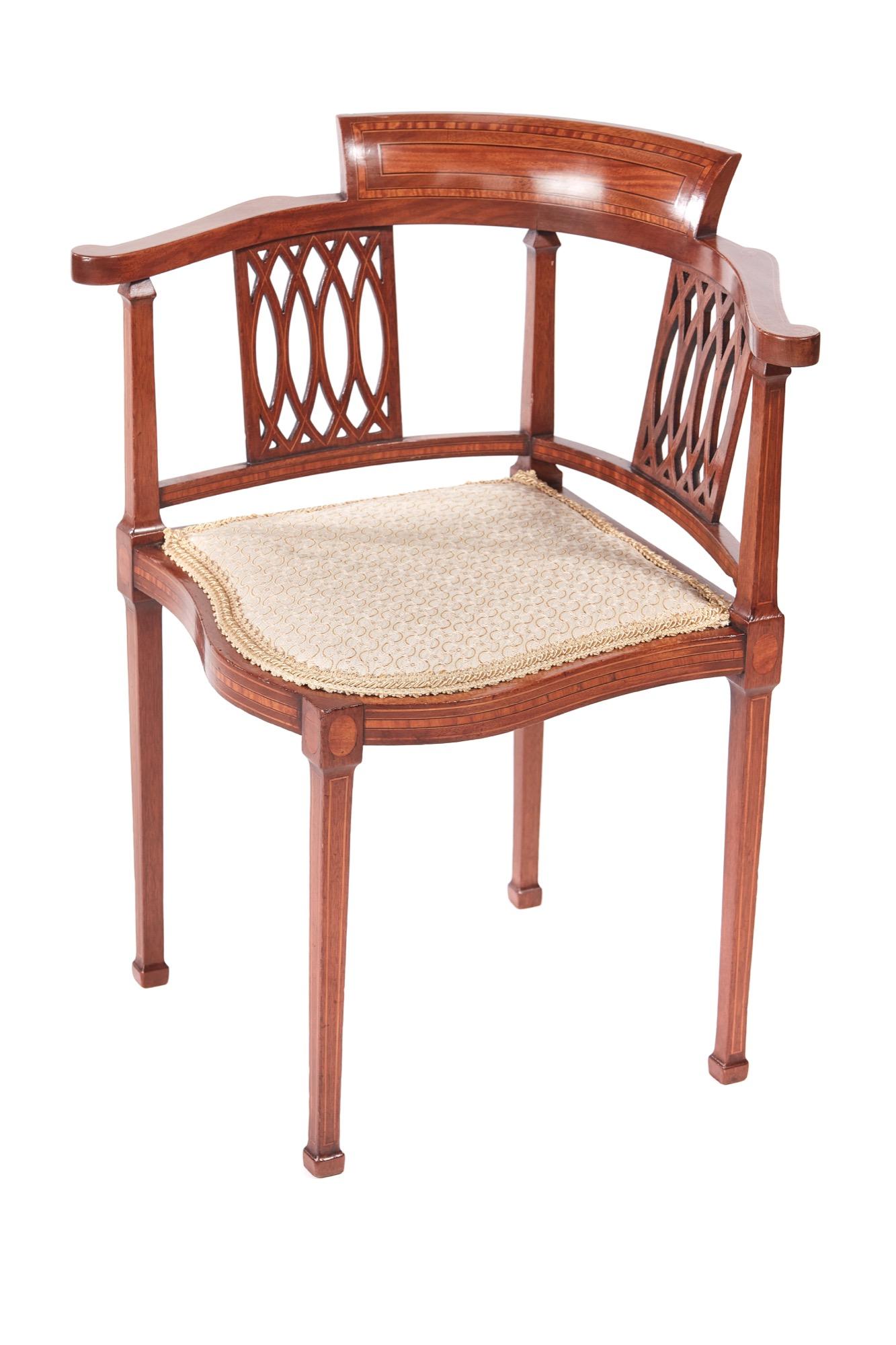 Antique Mahogany Inlaid Corner Chair (1 of 11) Antique Mahogany Inlaid Corner Chair (1 of 11)