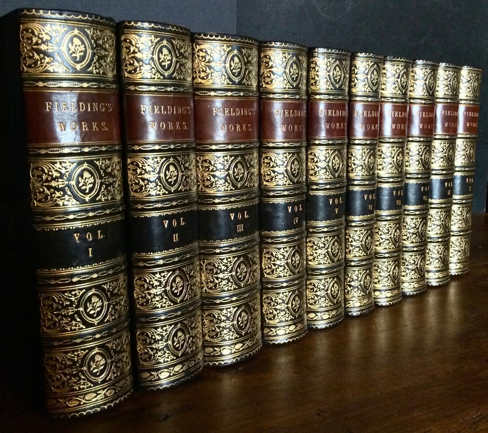 1882 Works of Henry Fielding 10 x Large Leather Volumes Ltd Ed Set Illustrated (1 of 5)