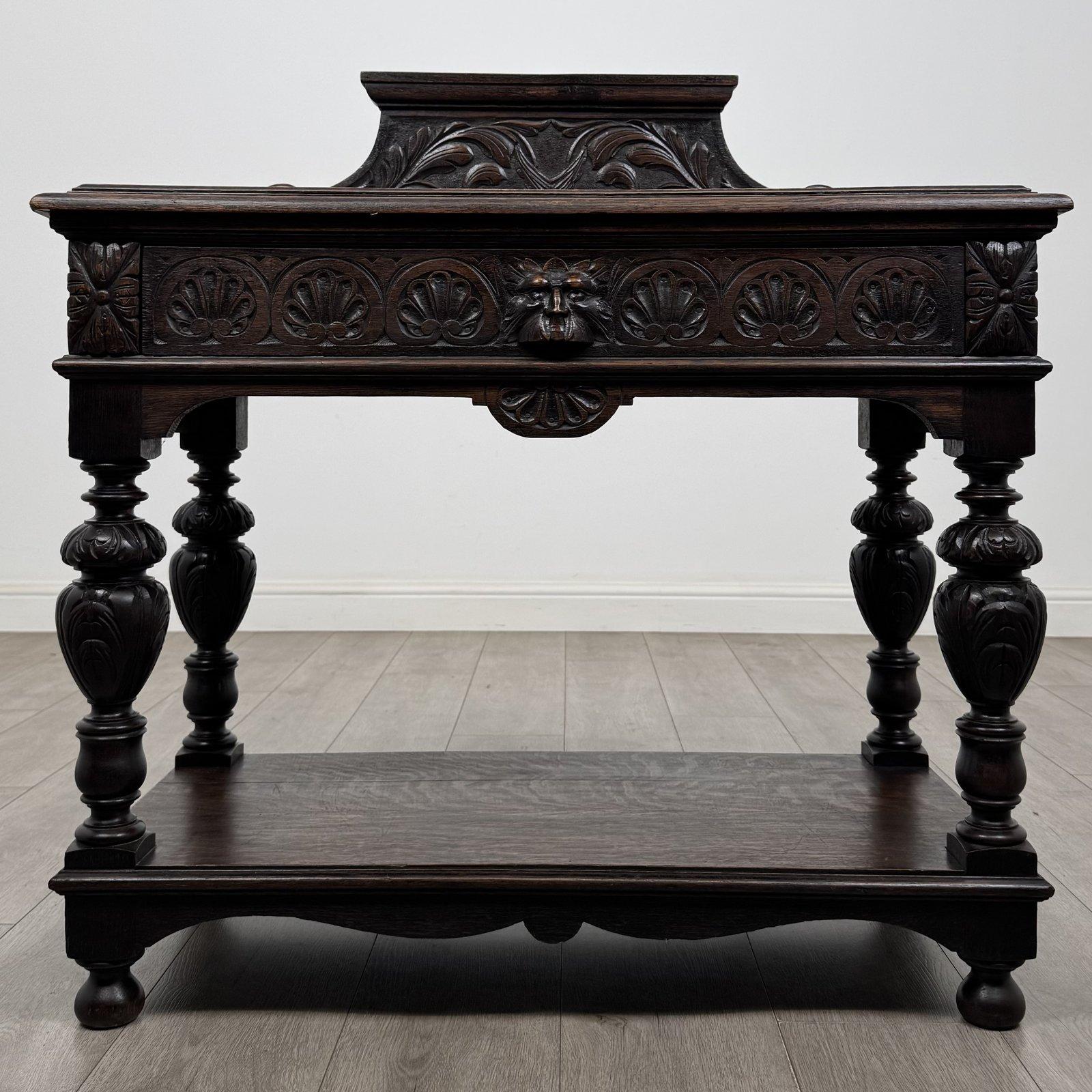 Antique Victorian Carved Oak Side Table | Green Man Mask & Undertier | AF-6681 (1 of 11) Antique Victorian Carved Oak Side Table | Green Man Mask & Undertier | AF-6681 (1 of 11)